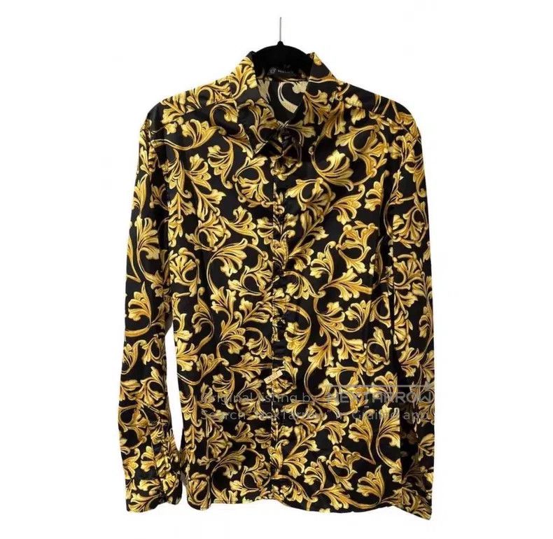 Versace Versace Men's shirt black gold baroque pattern Size US M / EU 48-50 / 2 - 1 Thumbnail