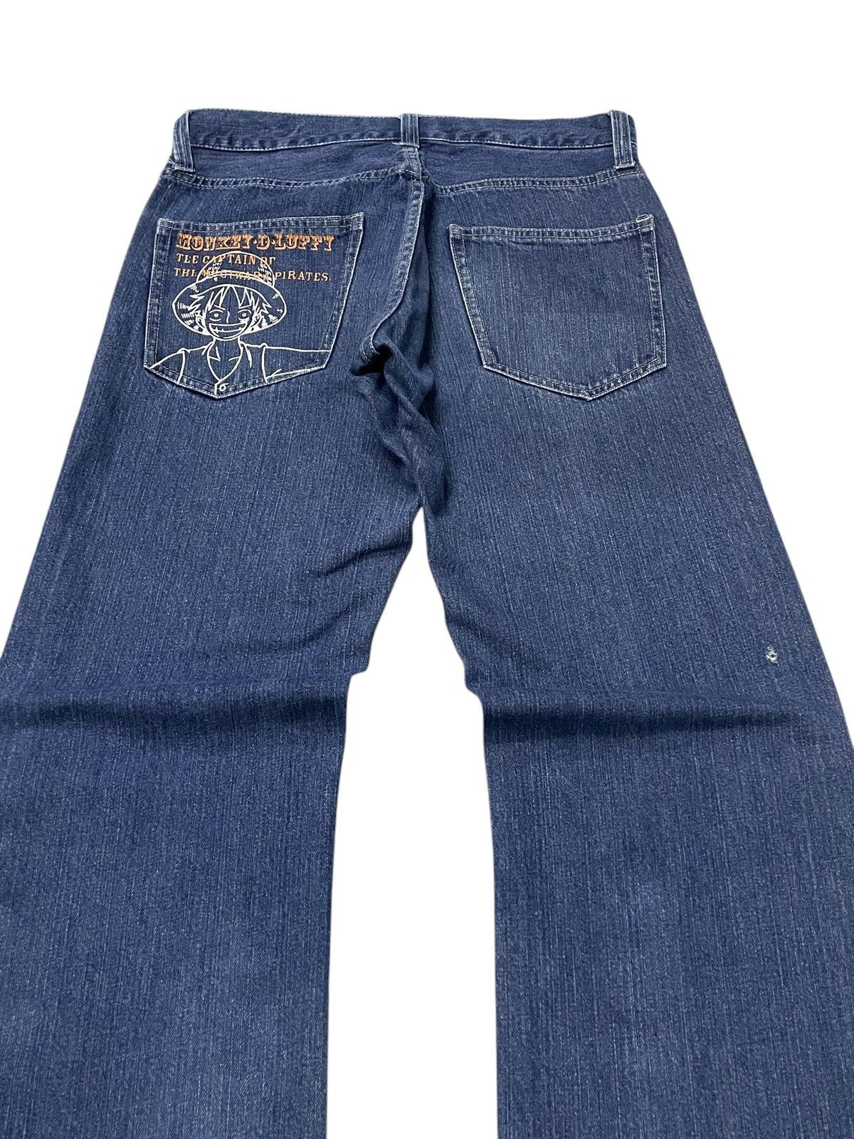 Japanese Brand Vintage One Piece Anime Ace And Luffy On Fire Rare Jeans Size US 30 / EU 46 - 18 Thumbnail