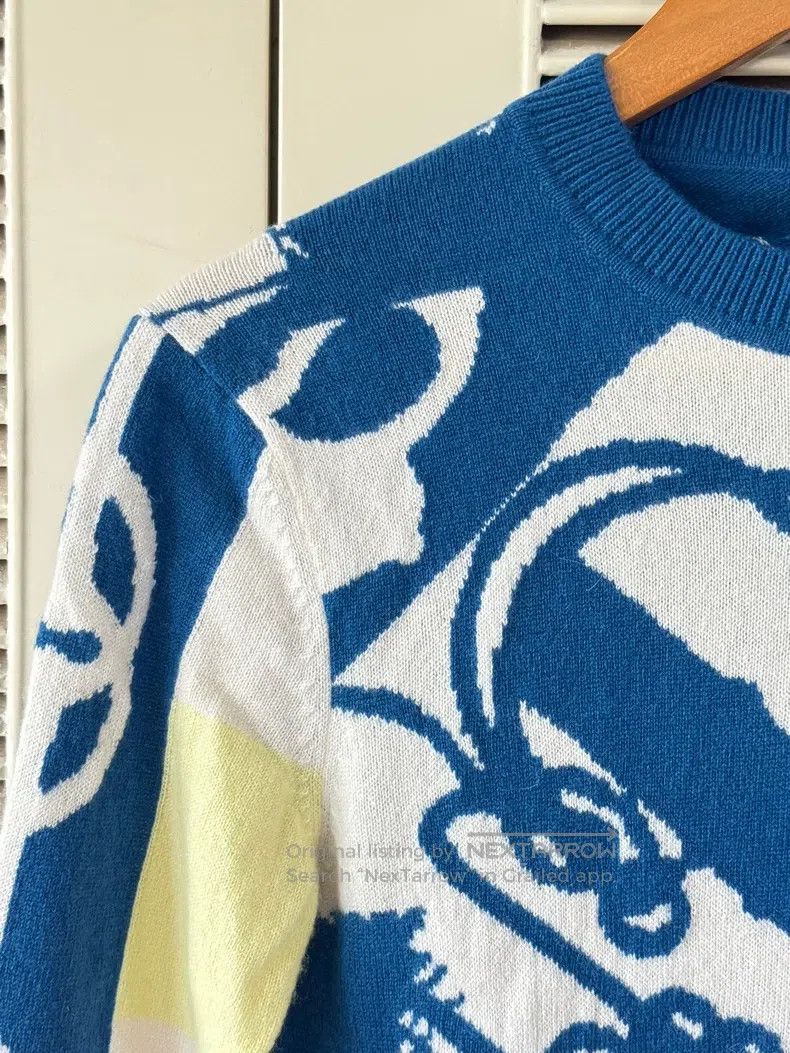 Hermes Hermes Cashmere sweater, blue, white, and yellow chain pat Size XS / US 0-2 / IT 36-38 - 4 Thumbnail