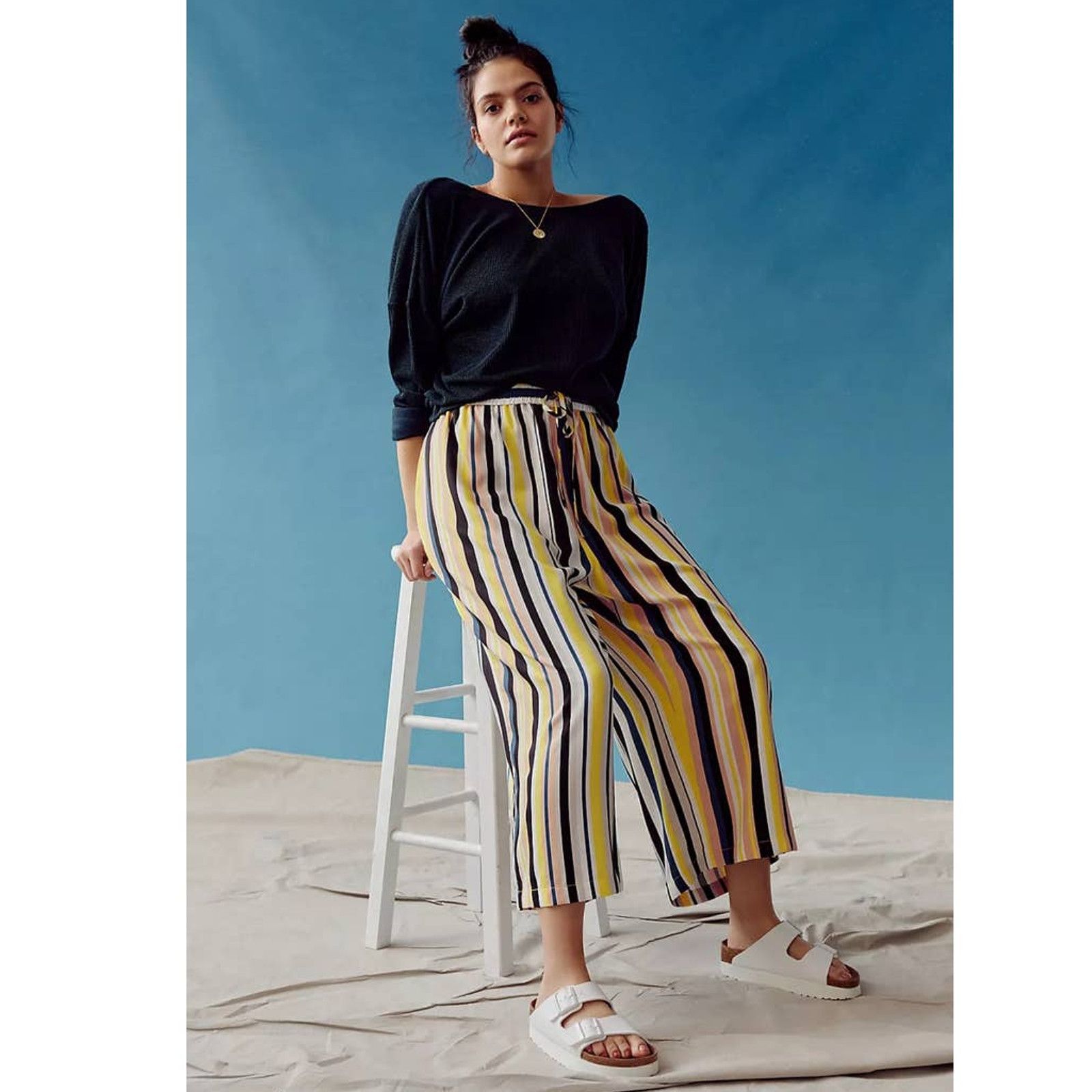 Anthropologie New Peter Som Theodora Wide-Leg Pants $158 PLUS 1X Striped Size 40" / US 18 - 7 Thumbnail