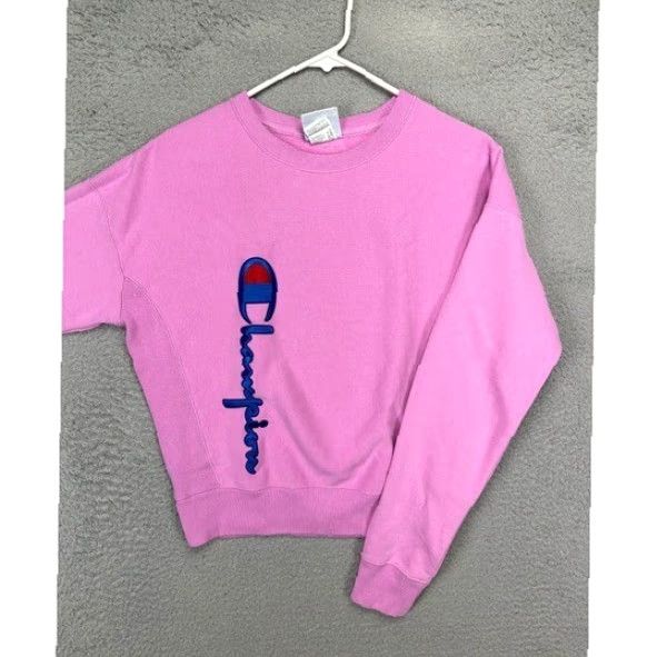 Champion Champion Sweatshirt Womens Small Reverse Weave Pink Big Logo Crew Neck Pullover Sweatshirt Size S / US 4 / IT 40 - 3 Thumbnail
