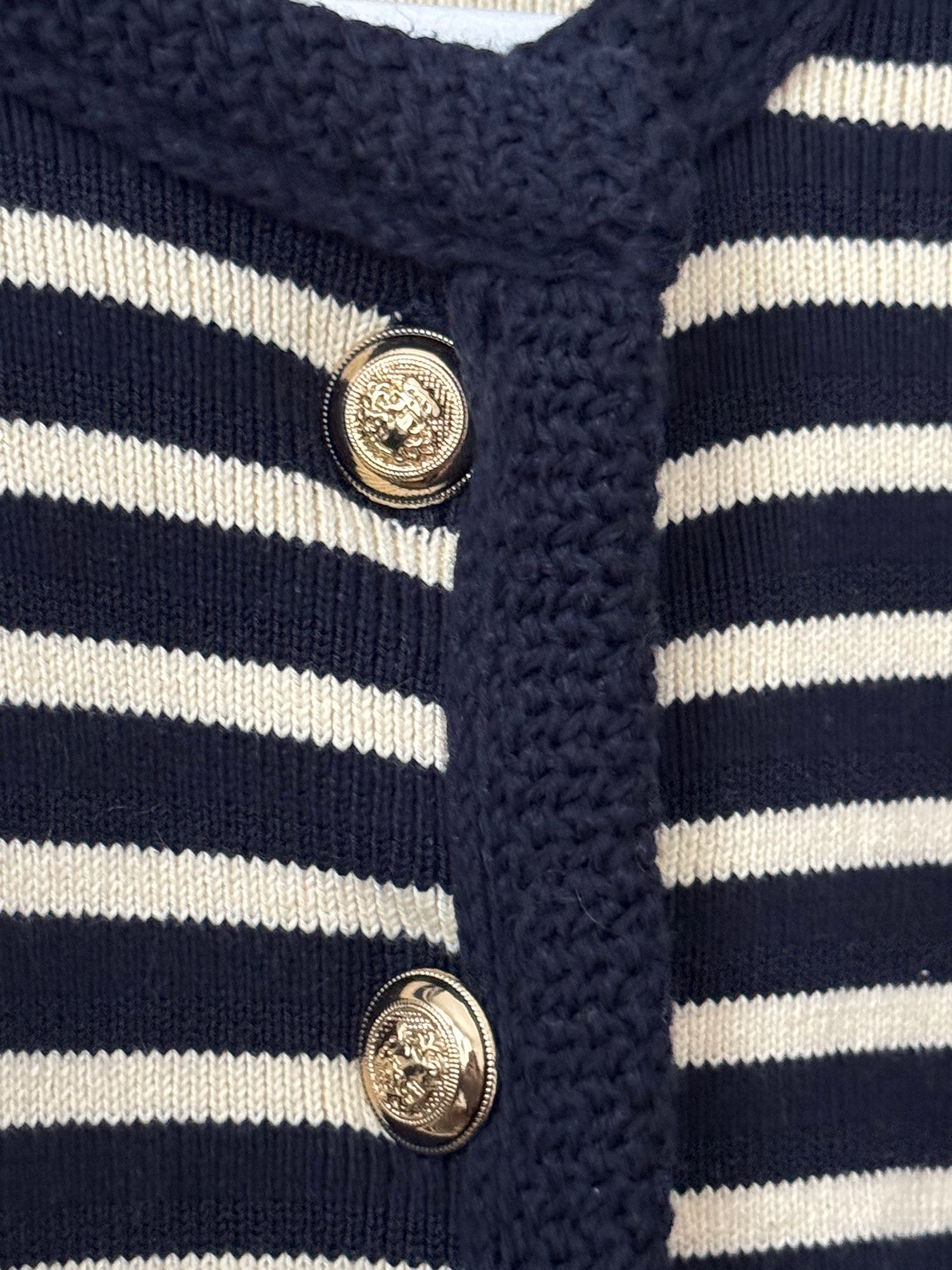 Massimo Dutti striped jacket cardigan massimo dutti viral navy beige Size M / US 6-8 / IT 42-44 - 3 Thumbnail