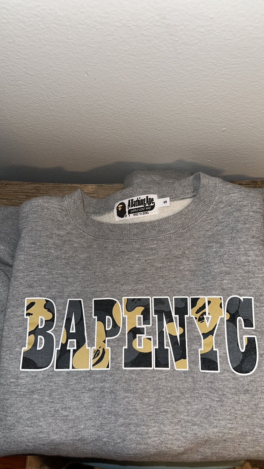 image of Bape Madison Avenue Relaxed Crewneck in Grey, Men's (Size Small)