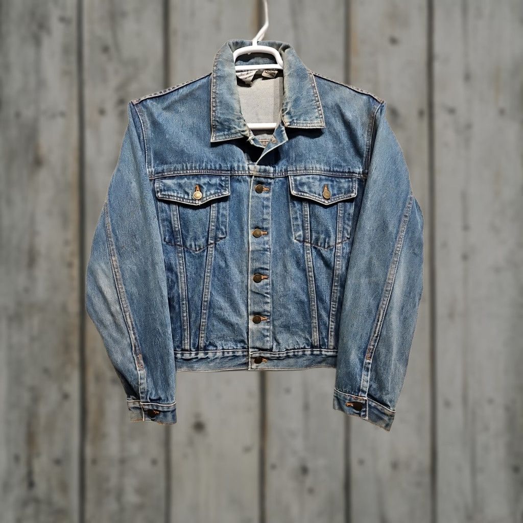 Denime VINTAGE Windbreaker Denim Western Rancher Cowboy Bomber Jacket Coat Mens Large Denim Jacket Blue Windbreaker Mens L Cowboy Western Style Varsity? Size US 33 - 1 Thumbnail