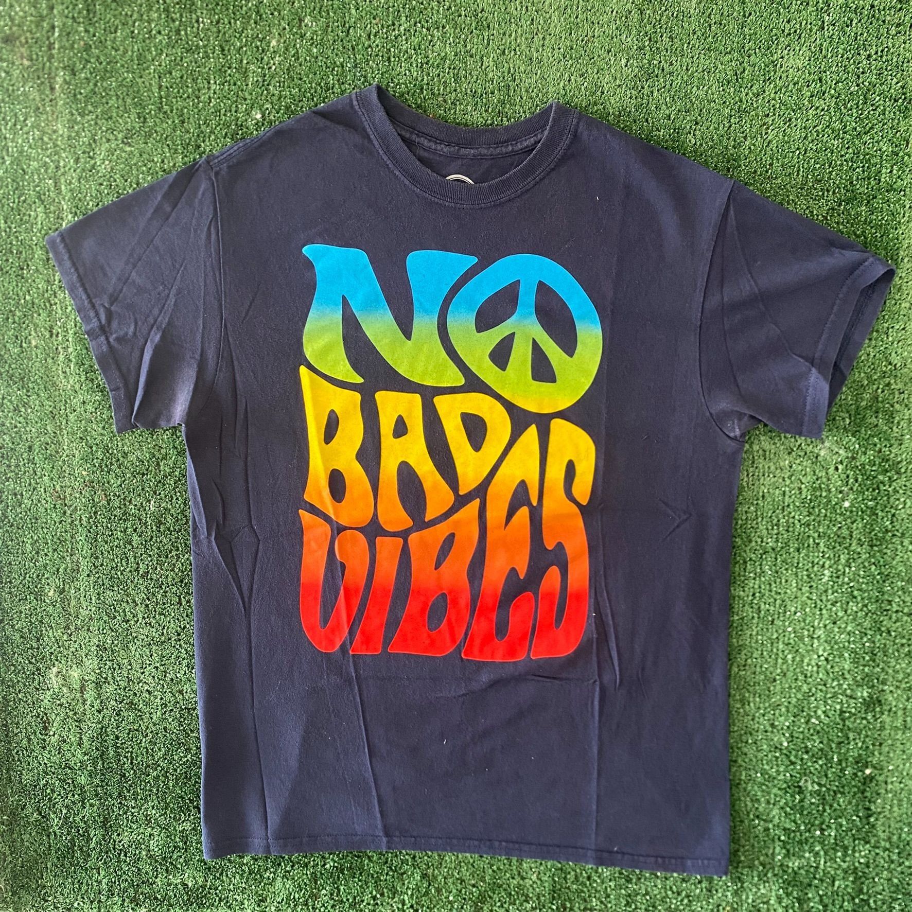 ODM No Bad Vibes Quote T-Shirt Navy Peace Skater Hippie Tee Size US M / EU 48-50 / 2 - 1 Thumbnail