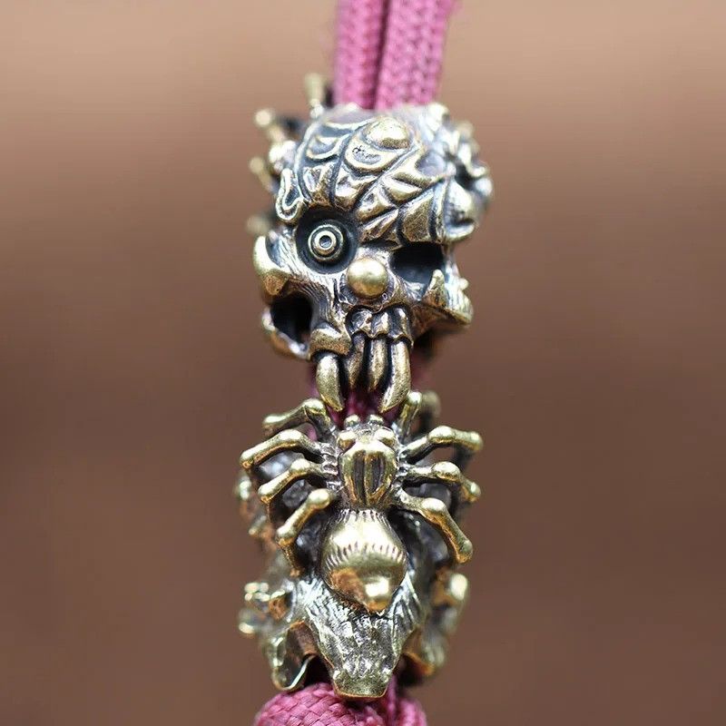 Handmade 3Pcs Spider Skull Knife Beads Paracord Bead Zipper Umbrella Size ONE SIZE - 2 Thumbnail