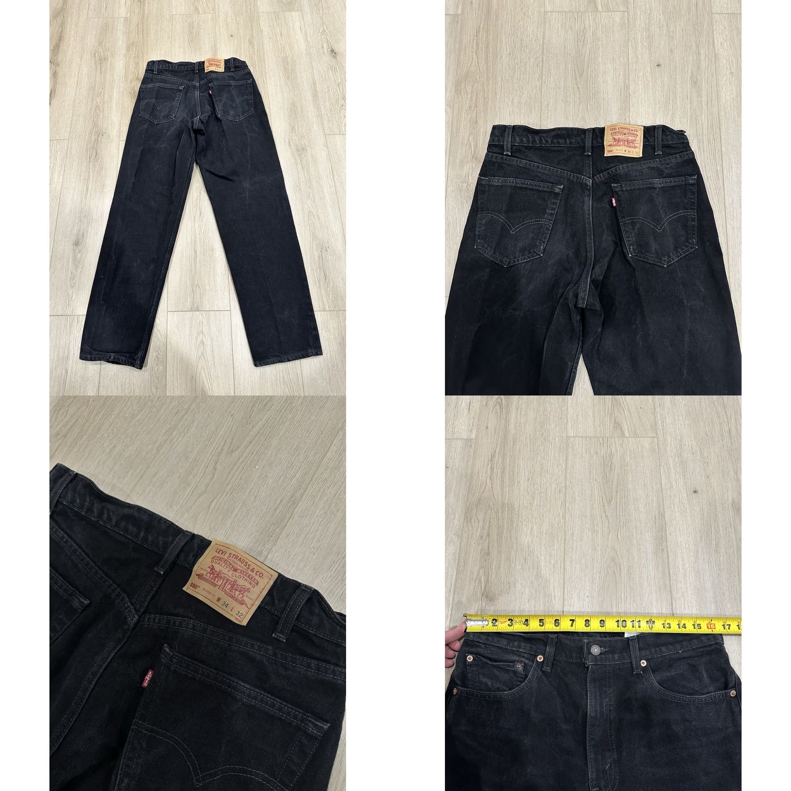 Levi's VINTAGE Levi's 550 Jeans Mens 33x32 Black Denim Relaxed Fit USA 90s 2000s 5-Pocket N/A Size US 33 - 8 Thumbnail