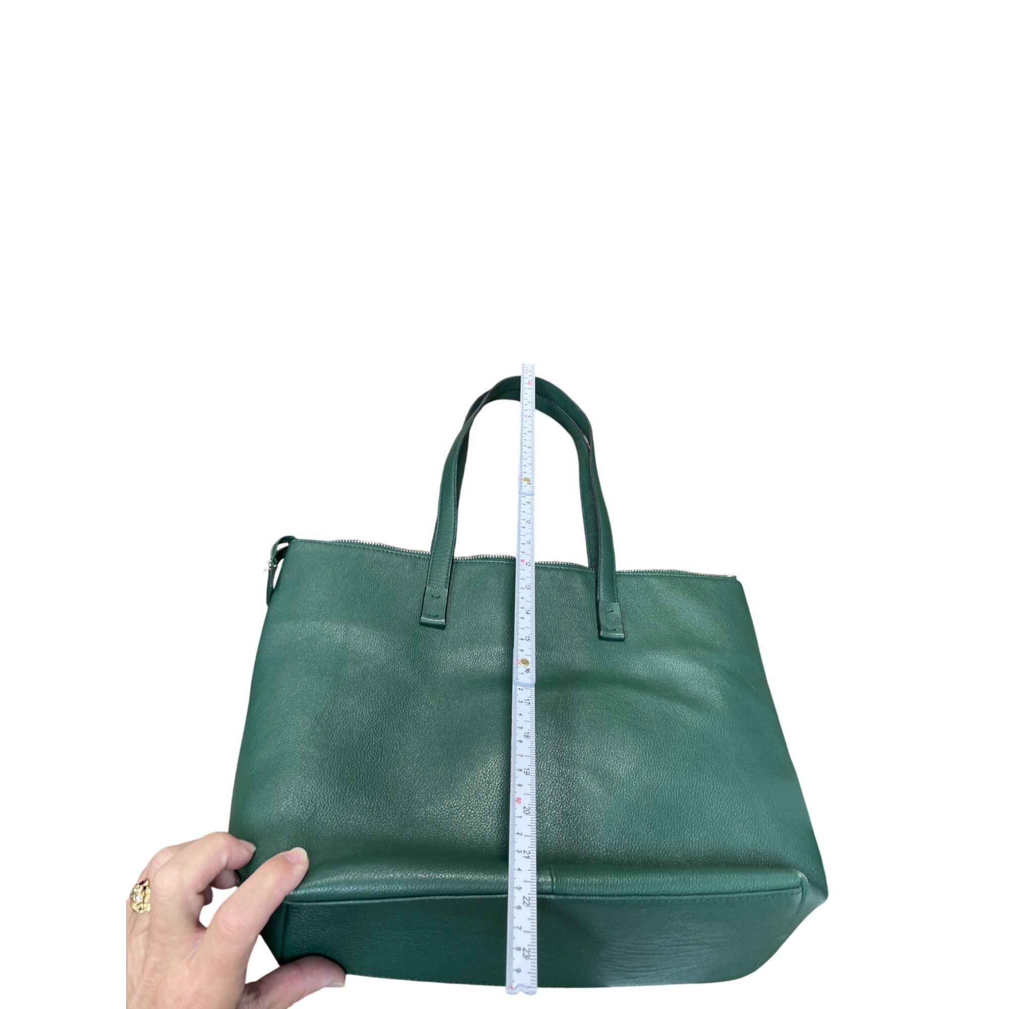 Other Tahari Womans Green Pebbled Leather Tote HandBag Silver Char Size ONE SIZE - 9 Thumbnail