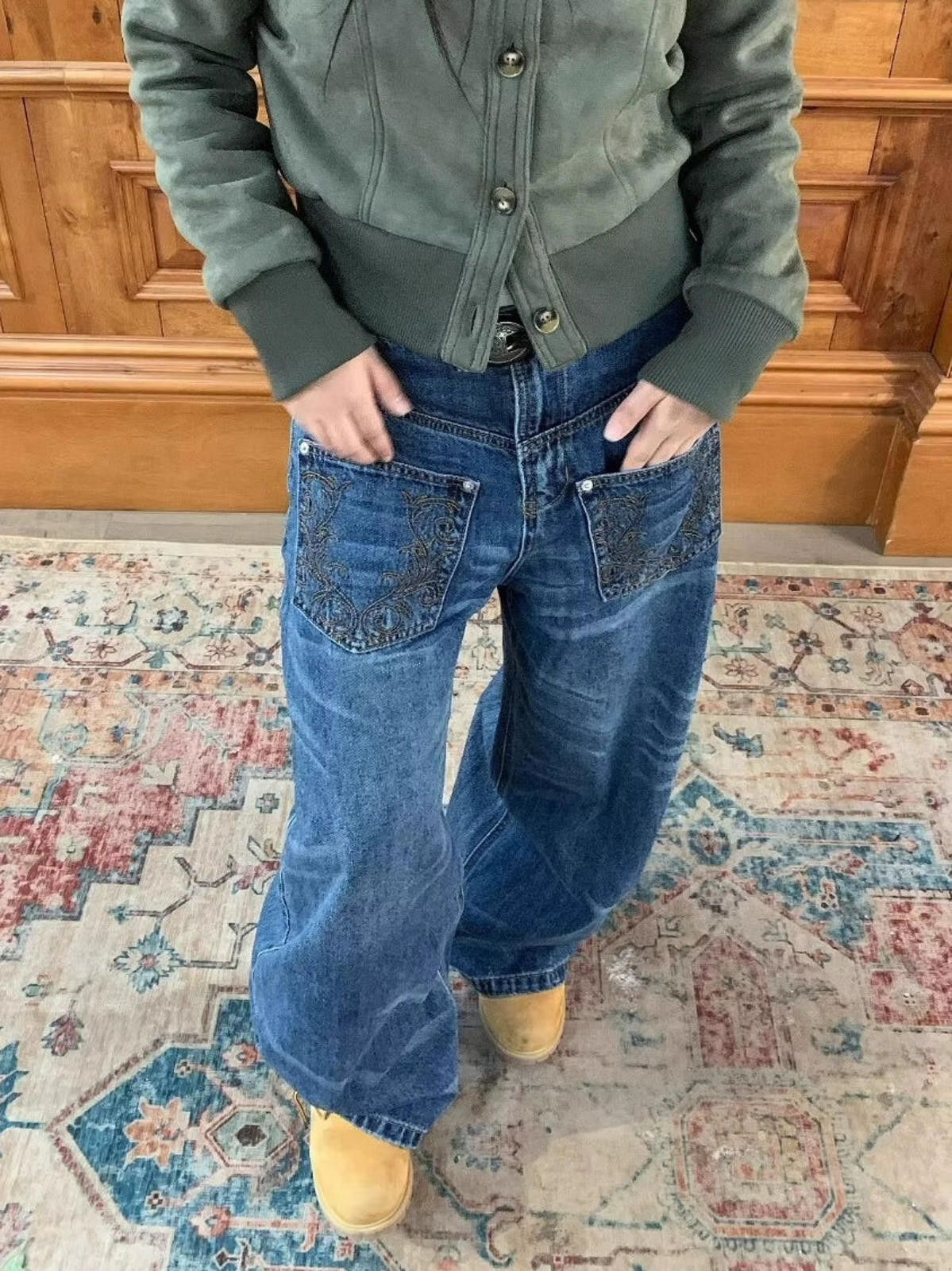 Vintage Blue Wide Leg Denim Jeans, Baggy Casual Jeans Size US 30 / EU 46 - 3 Thumbnail