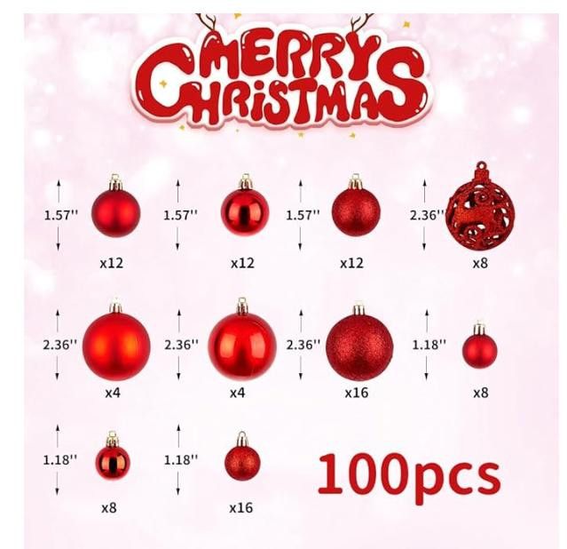 NBDN Nobrandedon 100-Pack Christmas Ball Ornaments, Shatterproof Ornaments Size ONE SIZE - 2 Thumbnail