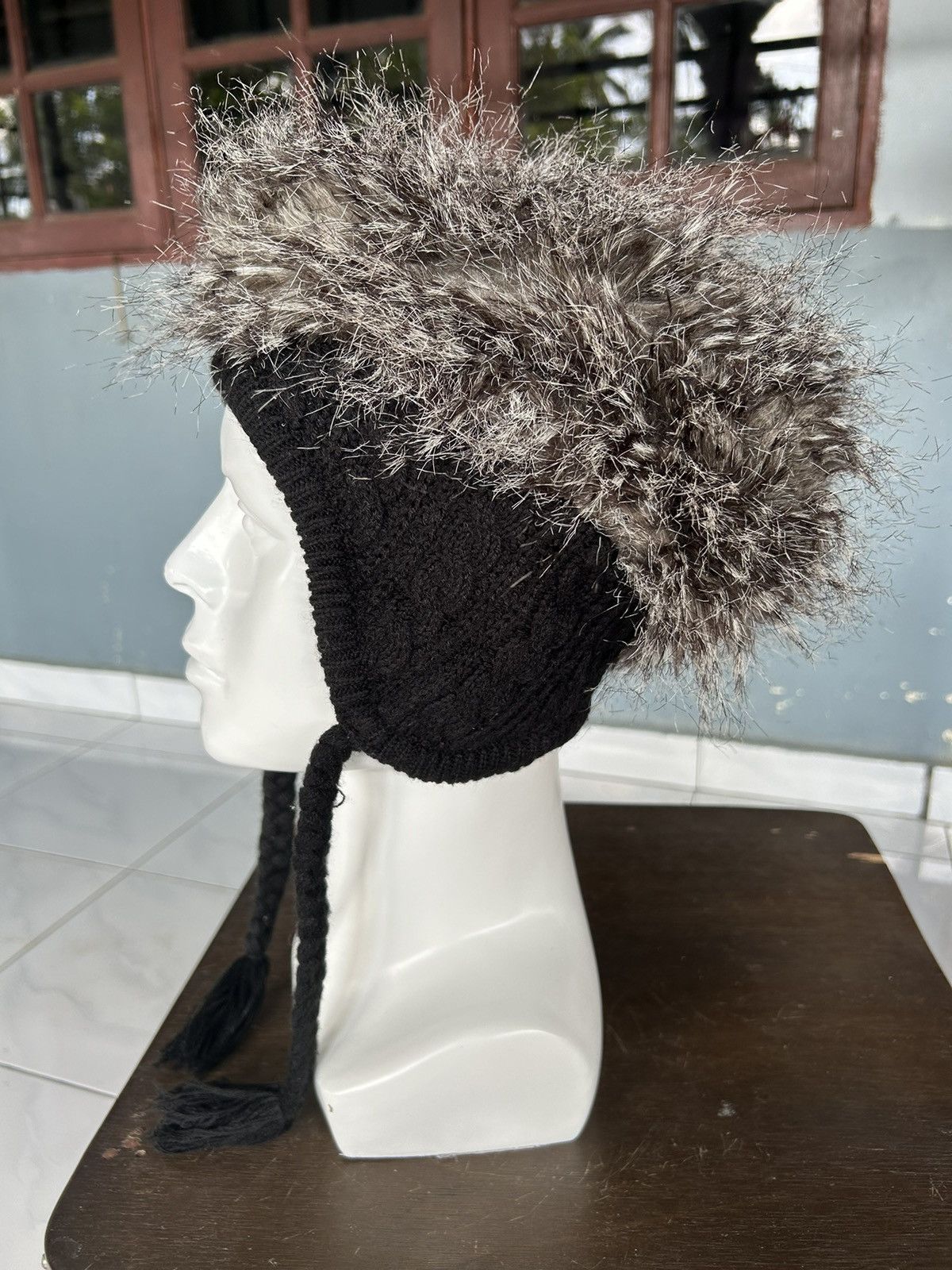 Kapital Mohawk Japanese Punk Bondage Style Knitt Fur Beanie Hats☠️☠️ Size ONE SIZE - 3 Thumbnail