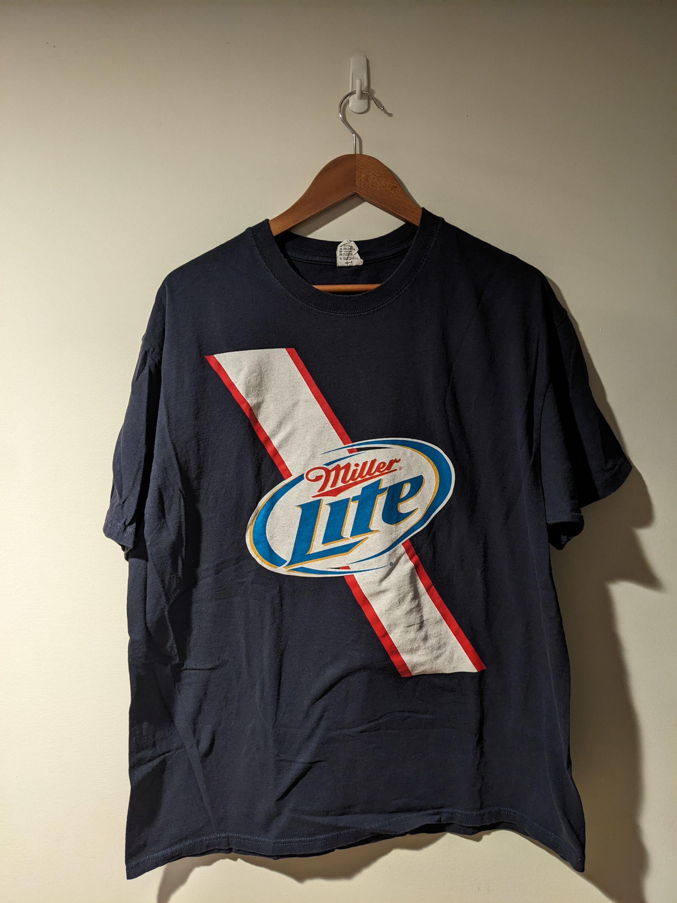 Anvil × Vintage Vintage 90s Miller Light Alcohol Beer Blue X-Large T-Shirt Size US XL / EU 56 / 4 - 1 Thumbnail