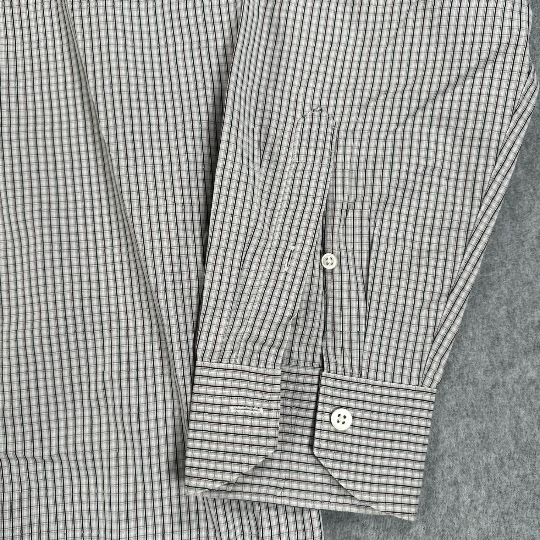 Canali Canali Dress Shirt Mens 42 16.5 Gray Check Spread Collar Long Sleeve Mens Size 46R - 5 Thumbnail