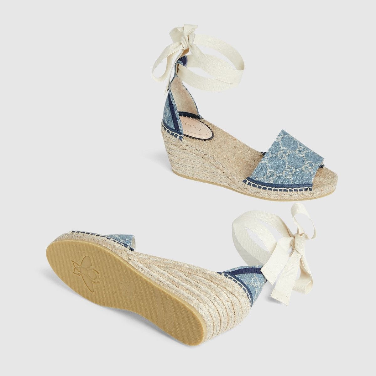 Gucci oc11z1025 GG Platform Espadrilles in Light Blue/Ivory Size US 9 / IT 39 - 5 Thumbnail