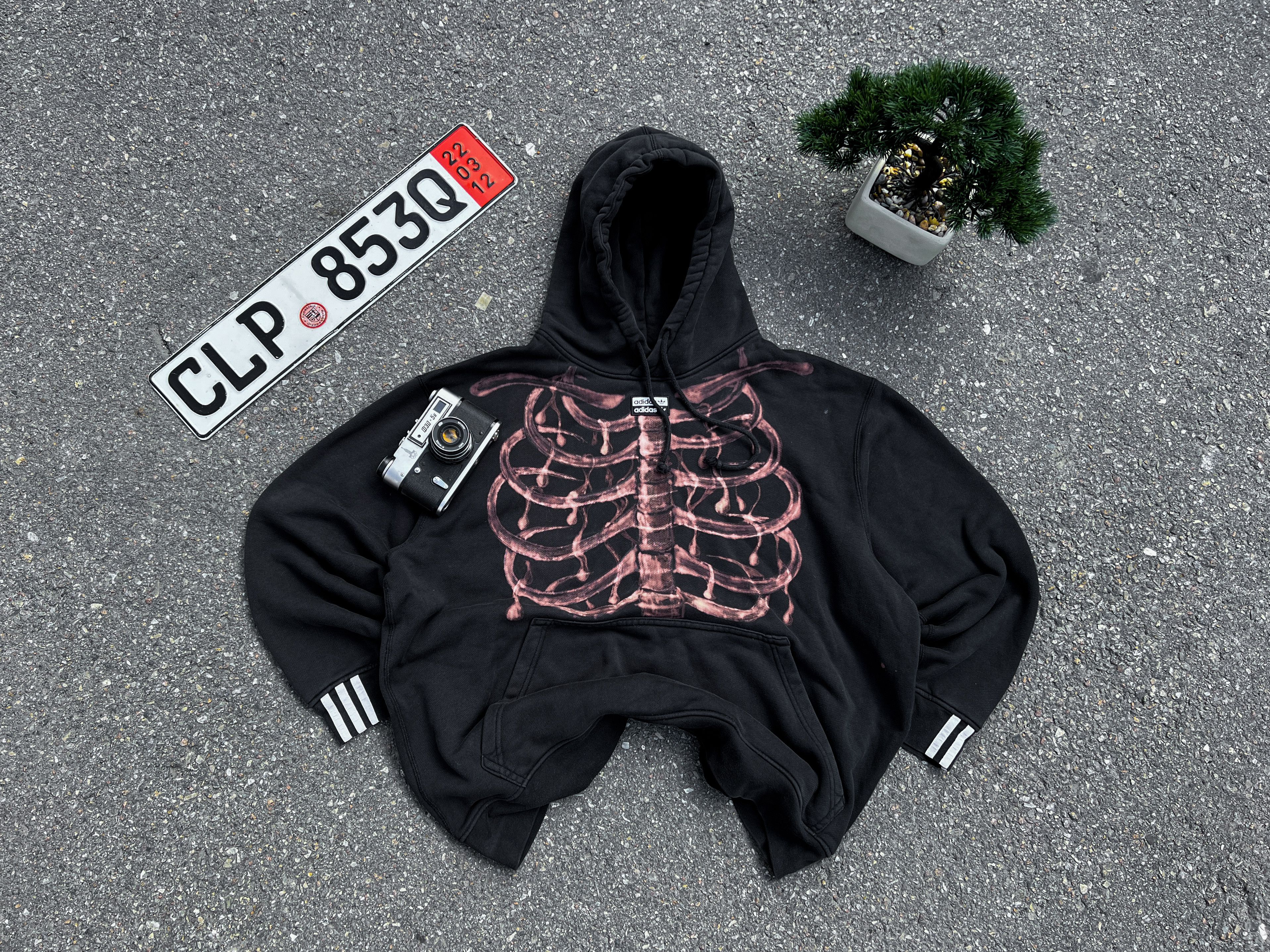 Adidas 💲HANDMADE💲Adidas Vintage Custom Skeleton Hoodie Size XL Size US XL / EU 56 / 4 - 1 Thumbnail