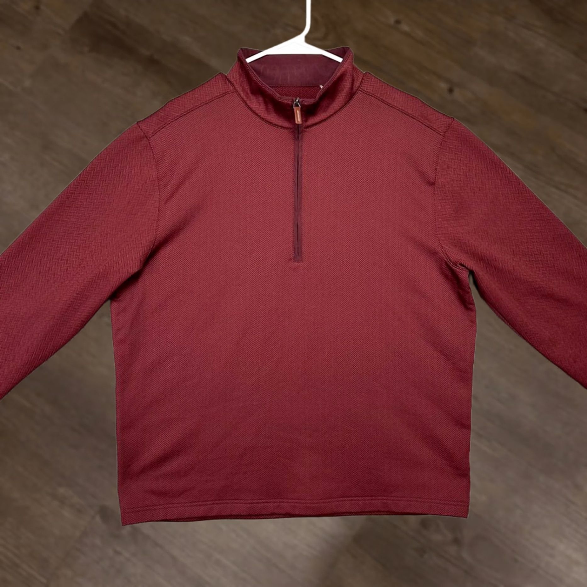 Vintage Walter Hagen Sweatshirt Mens Large Red Herringbone Golf Pullover 1/4 Zip Mock Neck Jersey Sweater Size US L / EU 52-54 / 3 - 1 Thumbnail