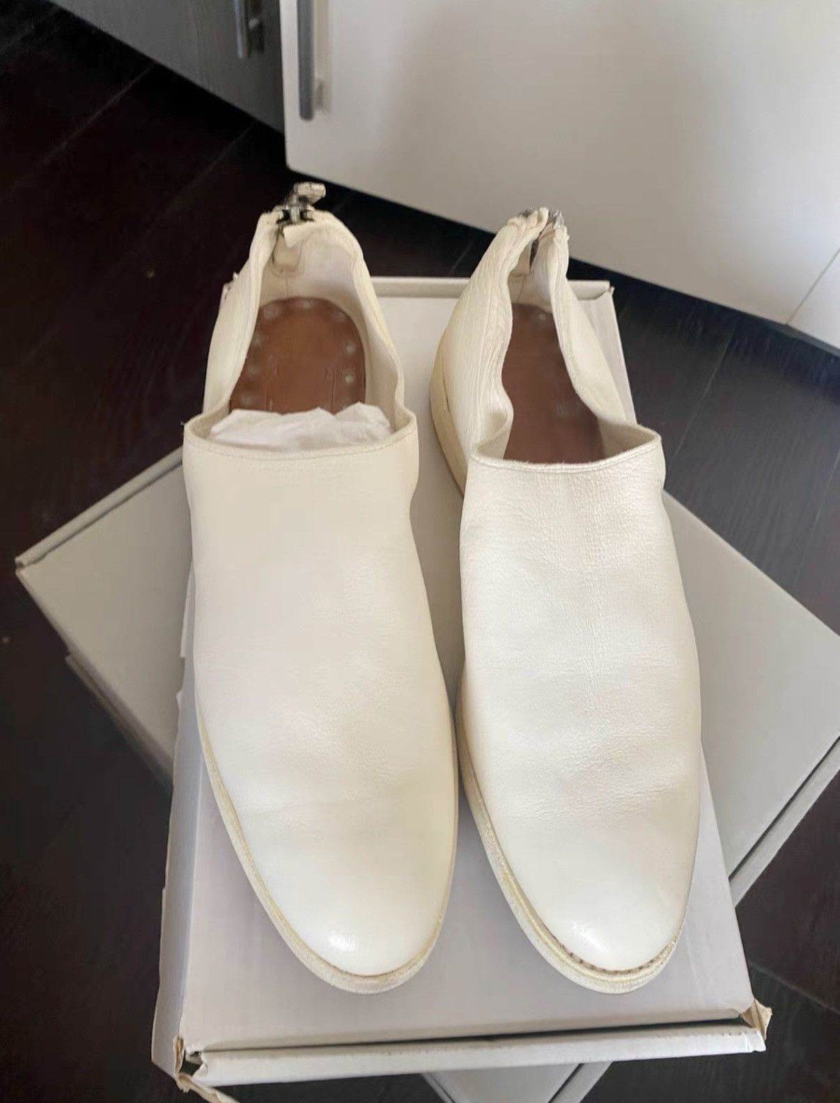 Guidi Guidi Men's Cream White Ankle Boots with Rear Zipper Size US 8 / EU 41 - 3 Thumbnail