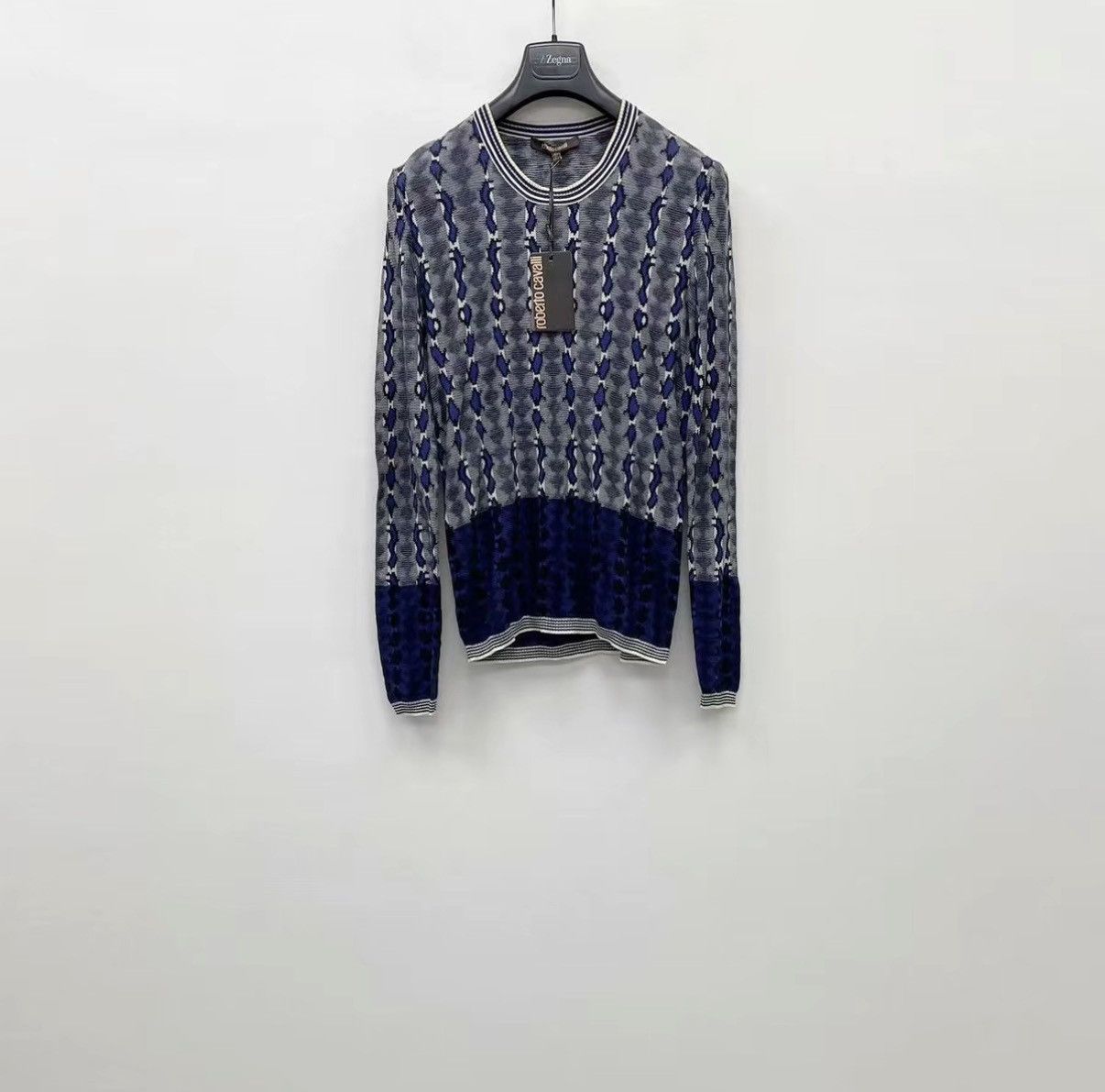 Roberto Cavalli Roberto Cavalli 100% Cotton Pattern Knit Sweater J30 Size US M / EU 48-50 / 2 - 1 Thumbnail