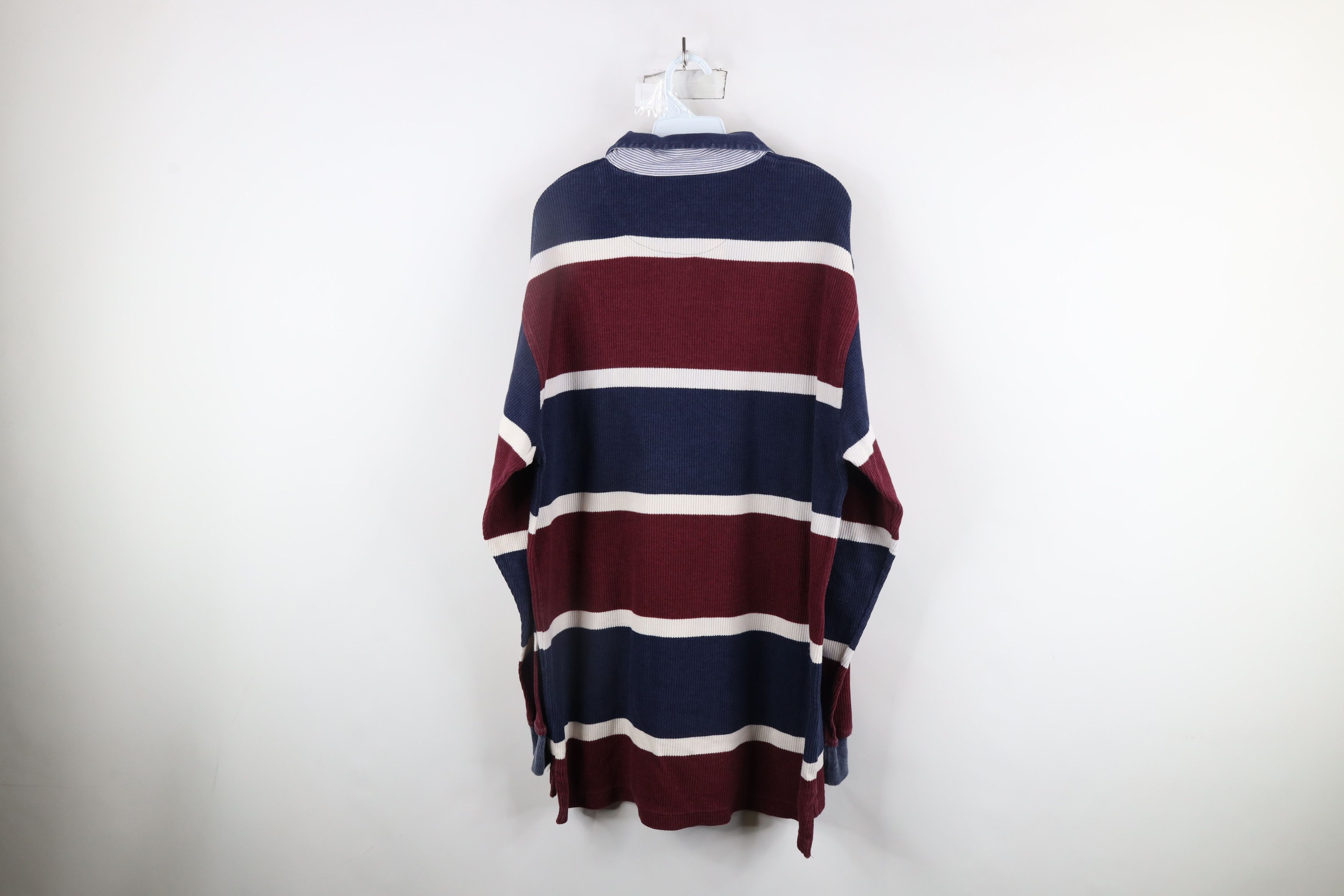 Vintage Vintage 90s Streetwear Striped Ribbed Knit Long Sleeve Polo Size US L / EU 52-54 / 3 - 11 Thumbnail