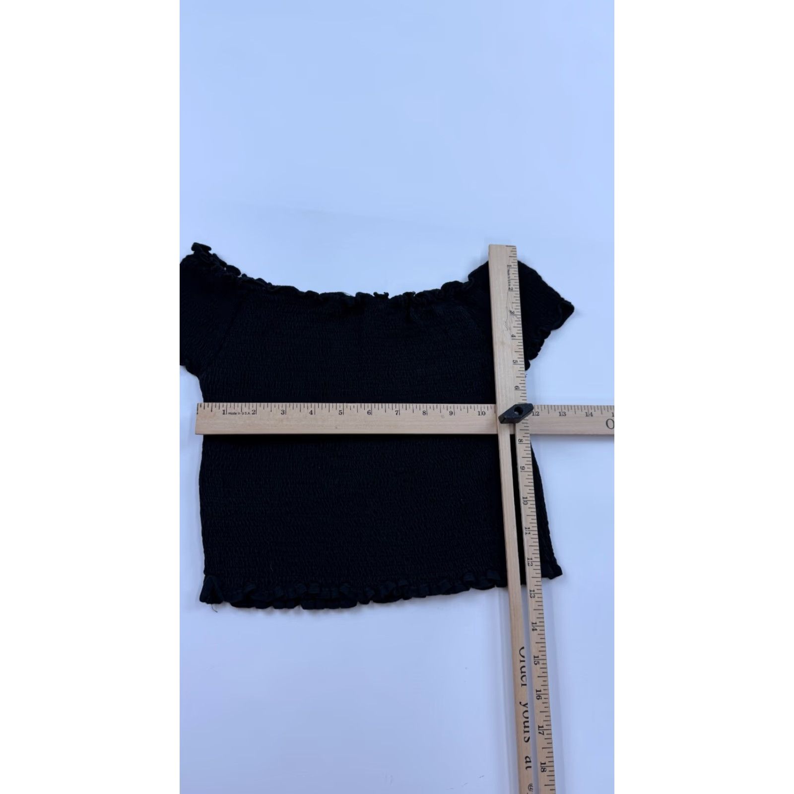 Brandy Melville Brandy Melville Black Cropped Off Shoulder Blouse Women One Size Cotton Casual Short Sleeve Size ONE SIZE - 6 Thumbnail
