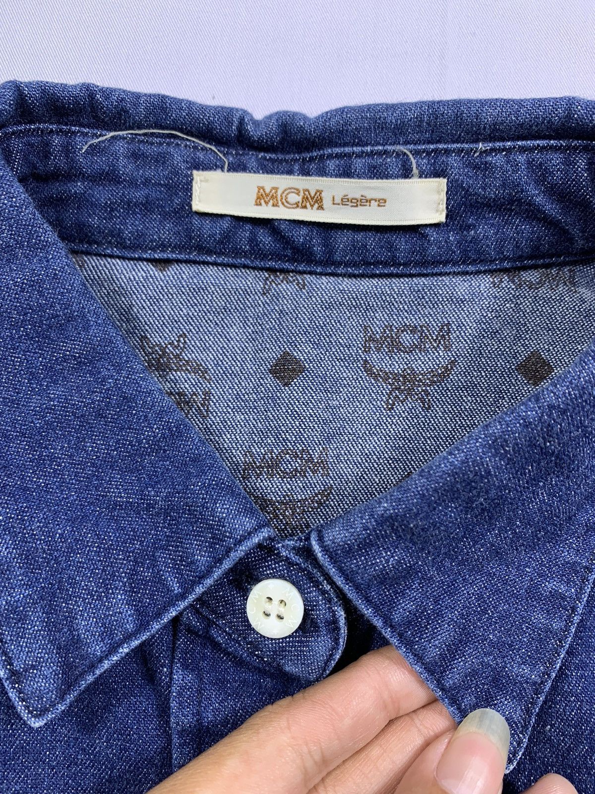 Orslow MCM Denim Monogram Button Shirt Size M / US 6-8 / IT 42-44 - 5 Thumbnail