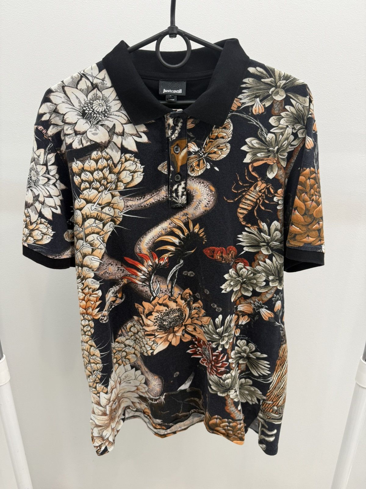 Just Cavalli Just Cavalli Abstract Floral Polo Shirt Size US L / EU 52-54 / 3 - 1 Thumbnail