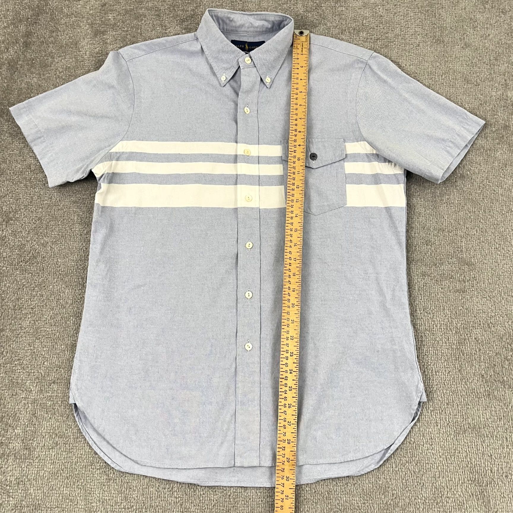 Ralph Lauren VINTAGE Ralph Lauren Oxford Shirt Men Medium Classic Blue White Short Sleeve Button-Down Casual Business Formal Size US M / EU 48-50 / 2 - 4 Thumbnail