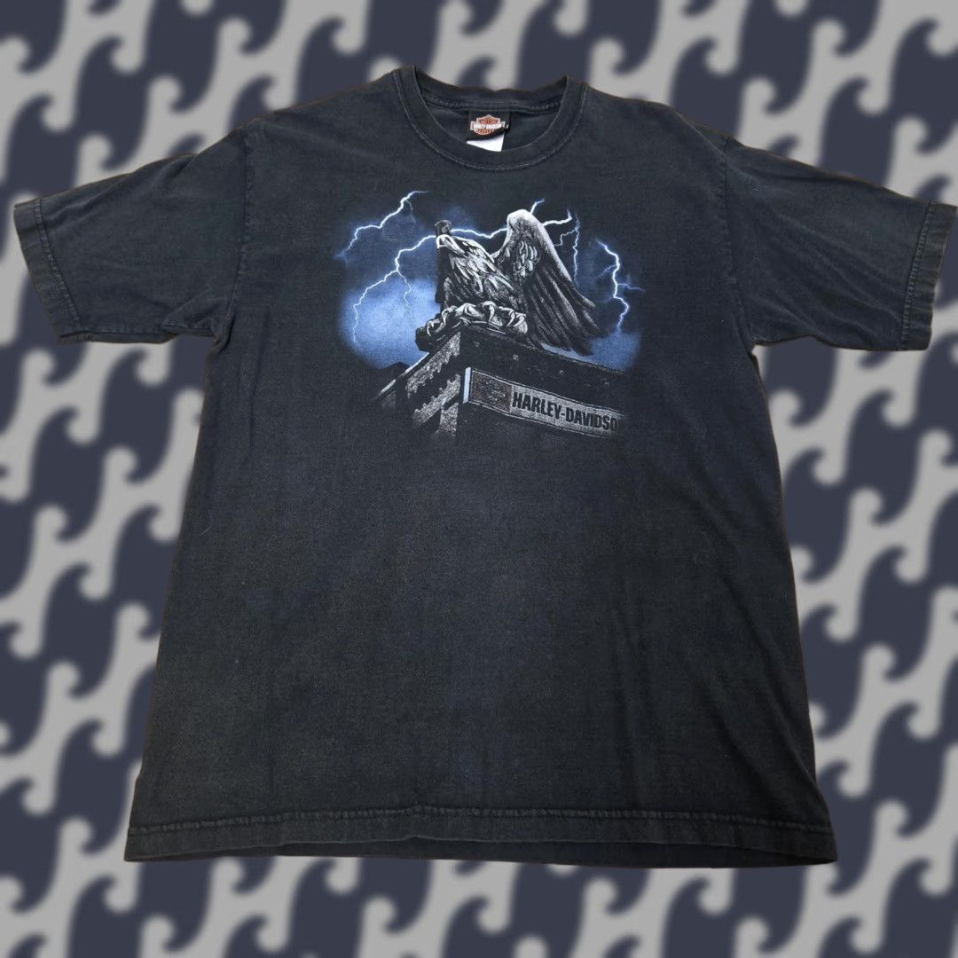 Harley Davidson VINTAGE Harley-Davidson Shirt Mens M Black Eagle Lightning 25th Anniversary 2005 Villa Ridge MO T-Shirt Mens Size US M / EU 48-50 / 2 - 1 Thumbnail
