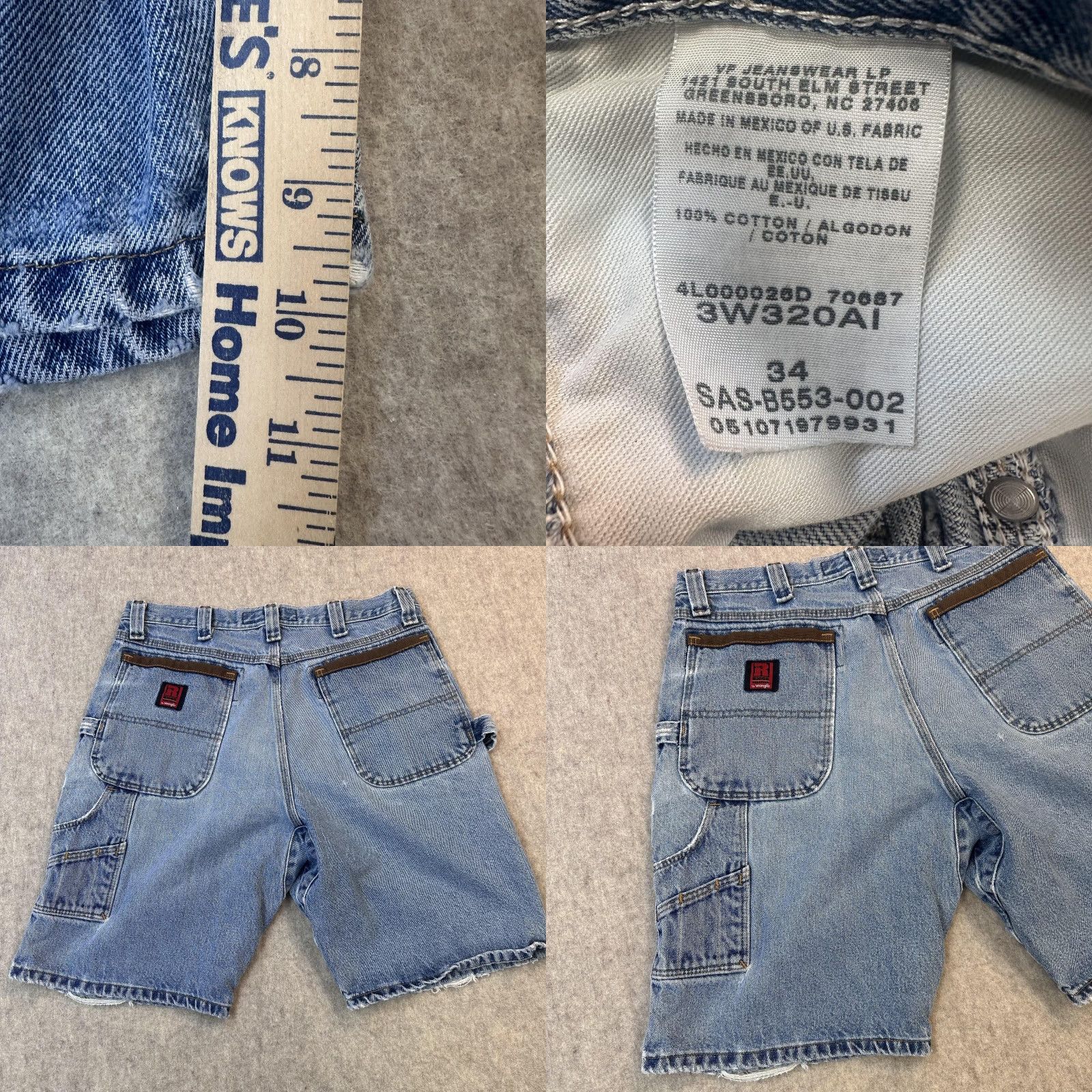 Wrangler Wrangler Shorts Mens 34 Blue Denim Carpenter DuraShield Work Utility 3W320AI Cargo Casual 34 Inseam 11in Mens Denim Cotton Solid Size US 34 / EU 50 - 8 Thumbnail