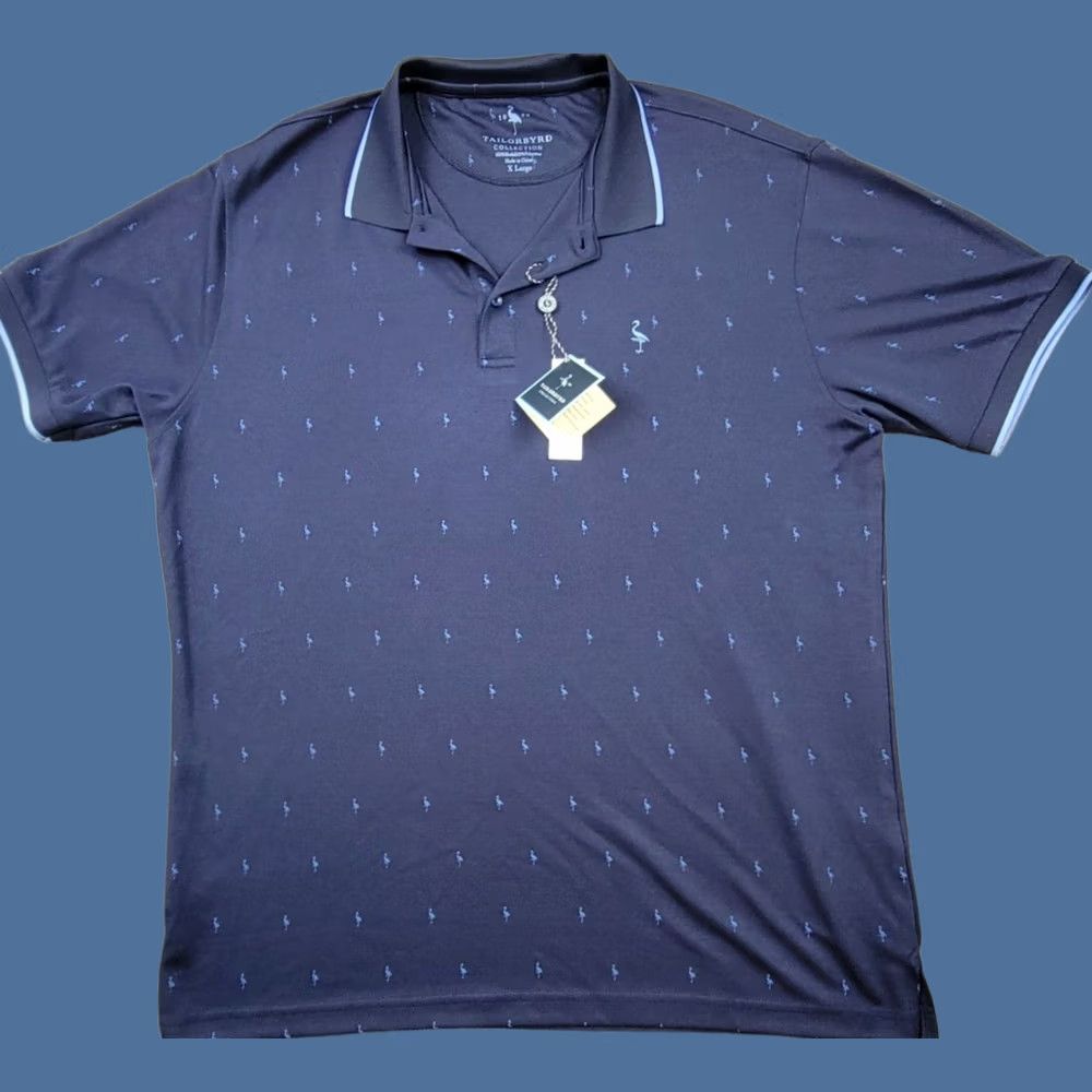 Tailorbyrd TAILORBYRD Polo Shirt Mens XL Blue Short Sleeve Flamingo Pattern Golf Outdoor Size US XL / EU 56 / 4 - 1 Thumbnail