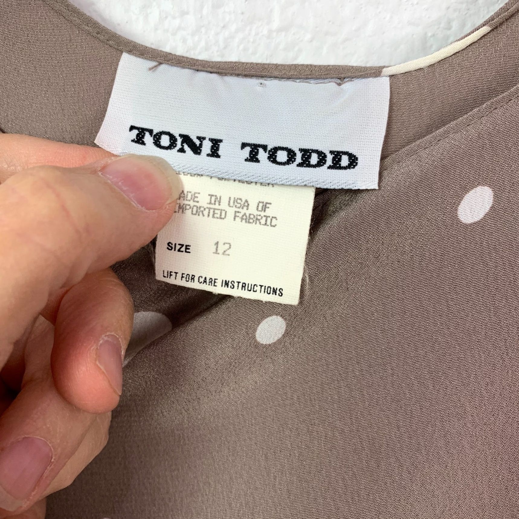 Vintage VINTAGE Toni Todd Brown White Polka Dot Belted Secretary Dress Womens 12 Size 4XL / US 24-26 - 7 Thumbnail