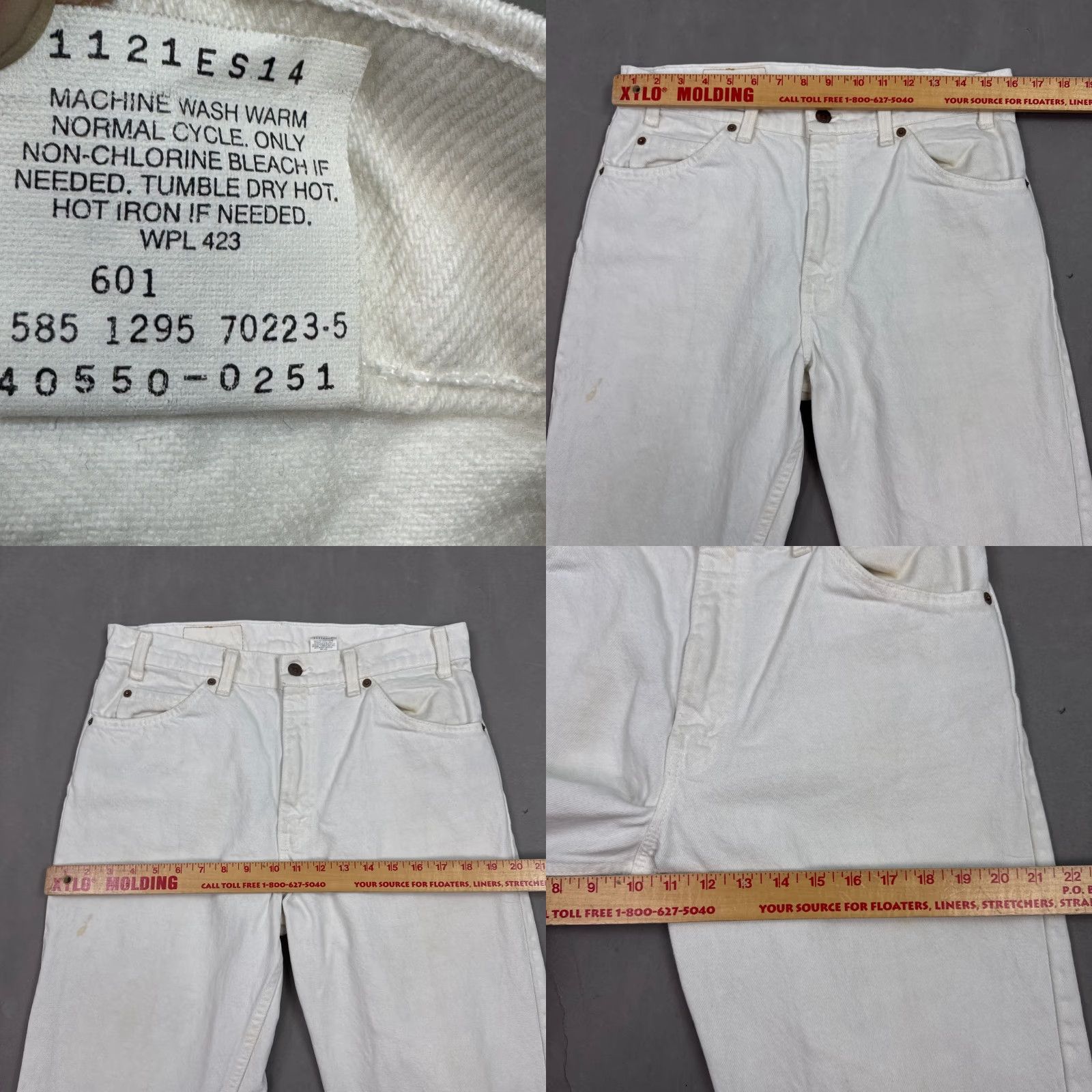 Levi's VINTAGE Levi's 550 Jeans Mens 32x35 White 90s Orange Tab Made USA Pant 550 (Tag33x34) Shirt Size US 33 - 9 Thumbnail