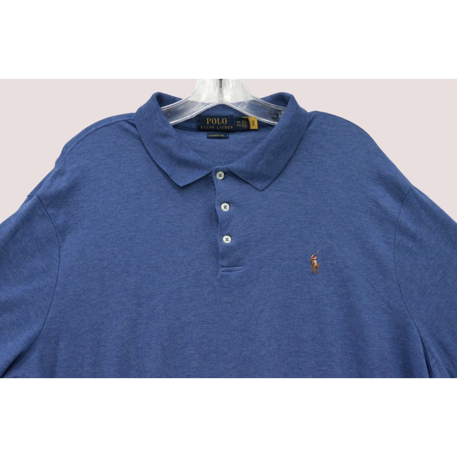Polo Ralph Lauren Polo Ralph Lauren Shirt Mens XXL Blue Heathered Polo Cotton Flesh Pony Classic Size US XXL / EU 58 / 5 - 1 Thumbnail