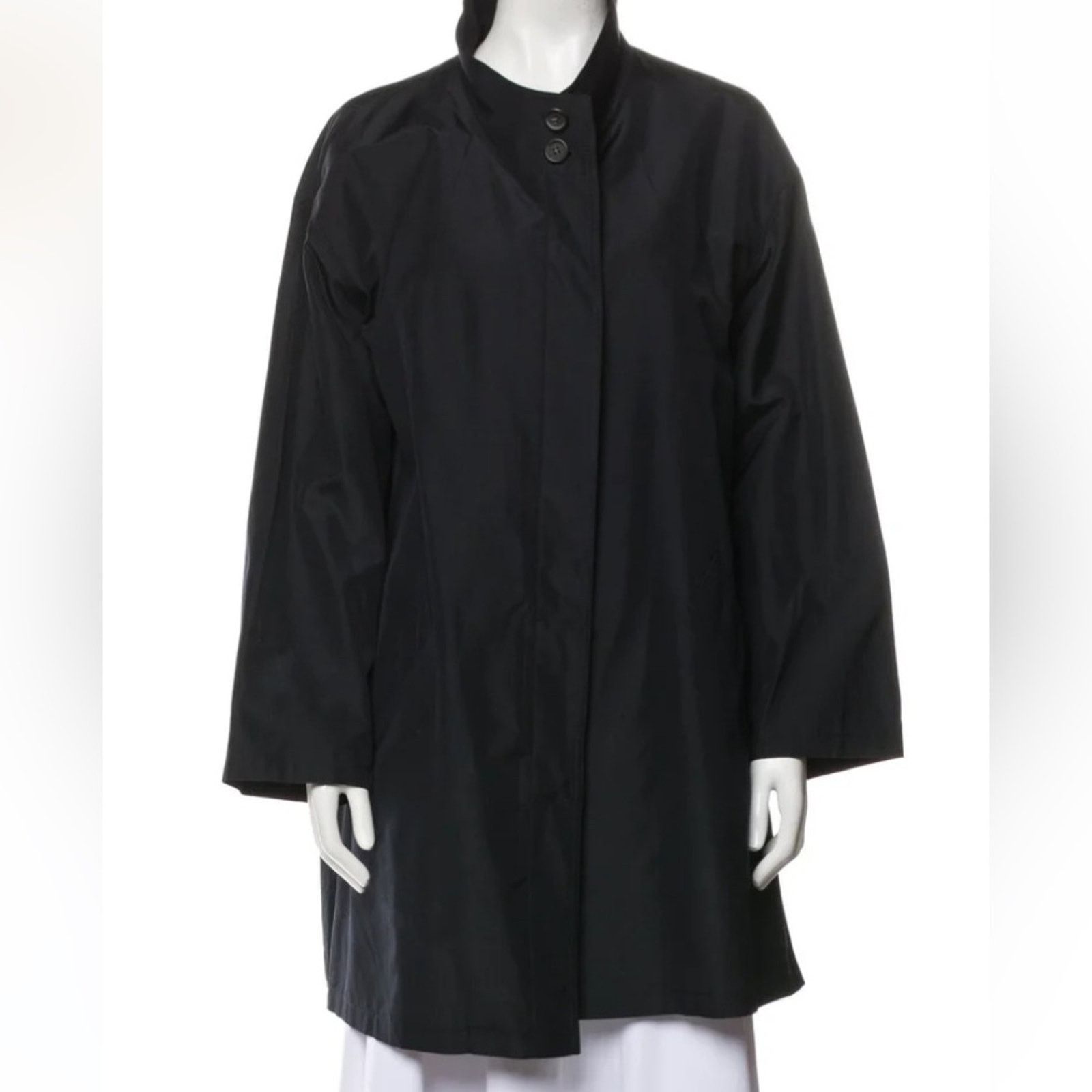 Akris AKRIS $5k O’Neill Silk Swing Coat Trench Black (No Liner) 2 Size XS / US 0-2 / IT 36-38 - 2 Thumbnail