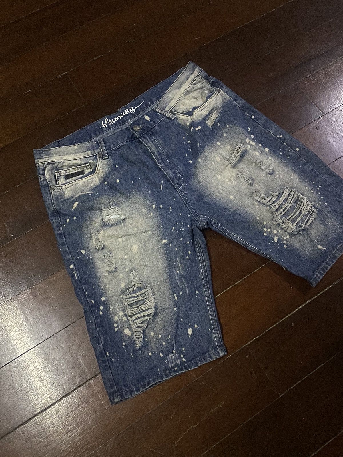 Designer × Japanese Brand Fire 🔥 FLY SOCIETY distressed splatted denim Size US 40 / EU 56 - 2 Thumbnail