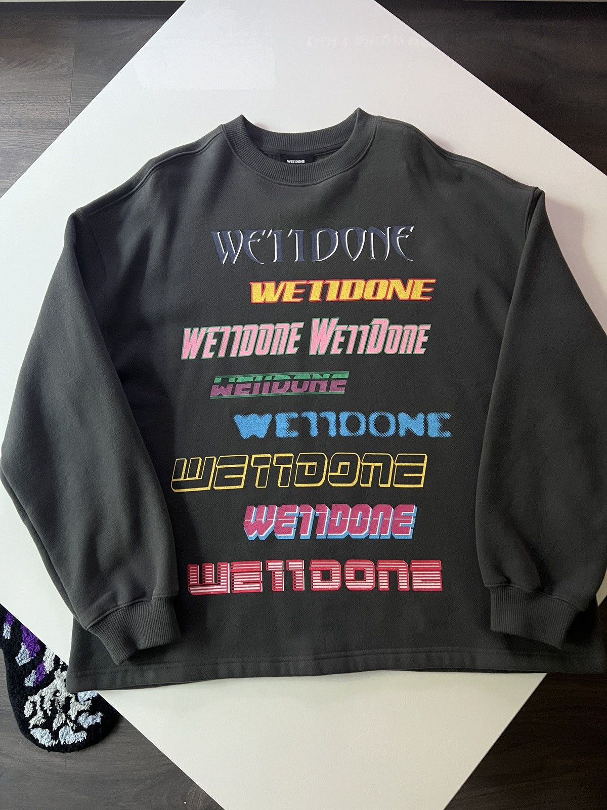 image of We11Done Grey Logo Sweatshirt, Men's (Size Small)