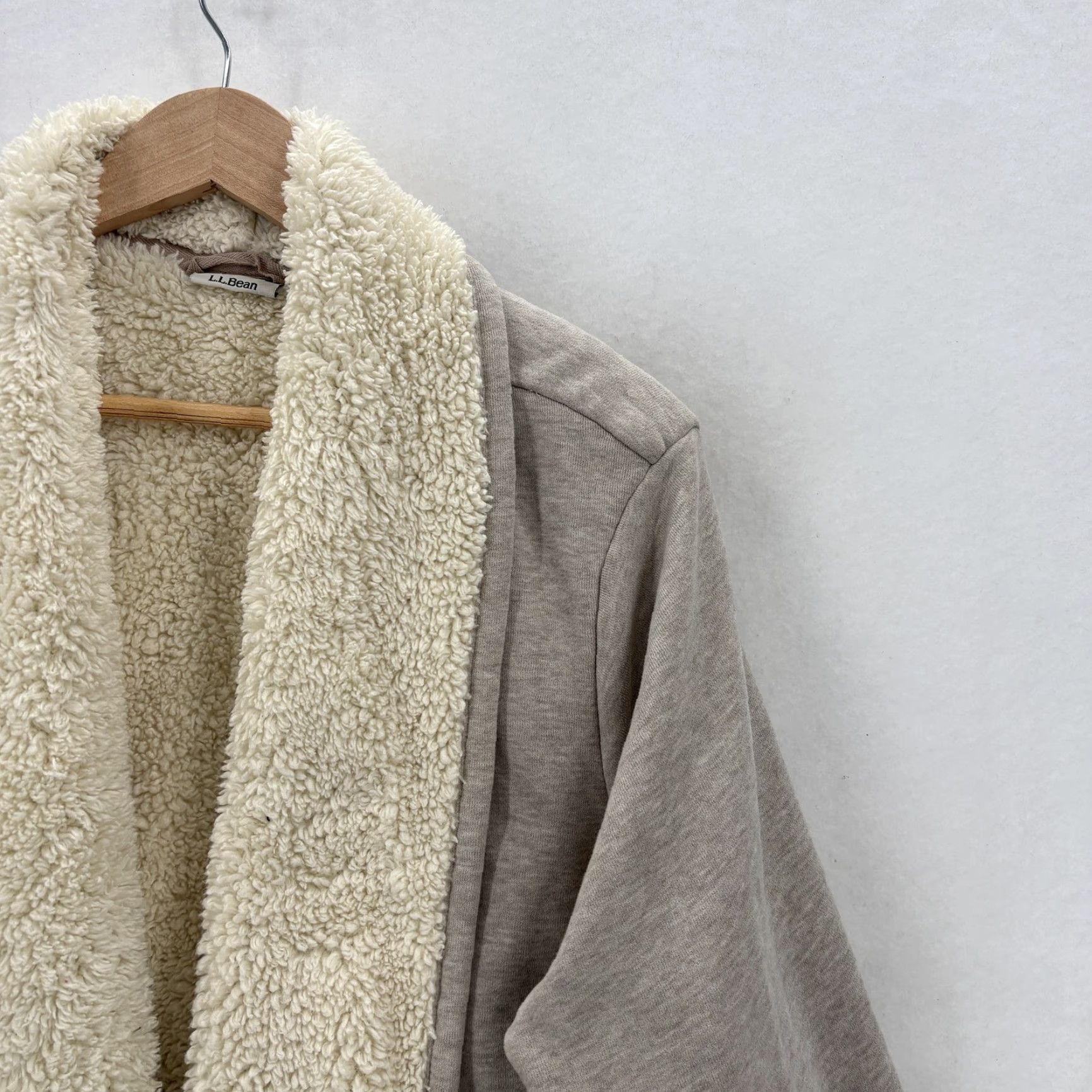 Vintage LL Bean Coatigan Jacket Womens XL Beige Sherpa Fleece Lined Open Front Cardigan Size XL / US 12-14 / IT 48-50 - 2 Thumbnail