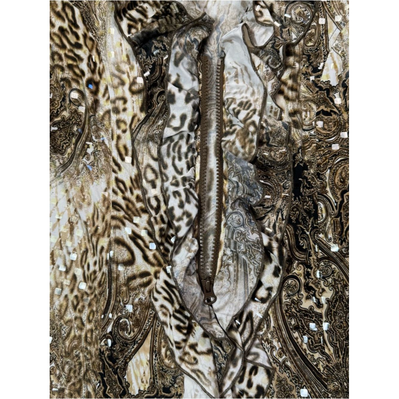 Other Clara Sun Woo Animal Print Ruffle Zip Front Blouse Size Z Size S / US 4 / IT 40 - 5 Thumbnail