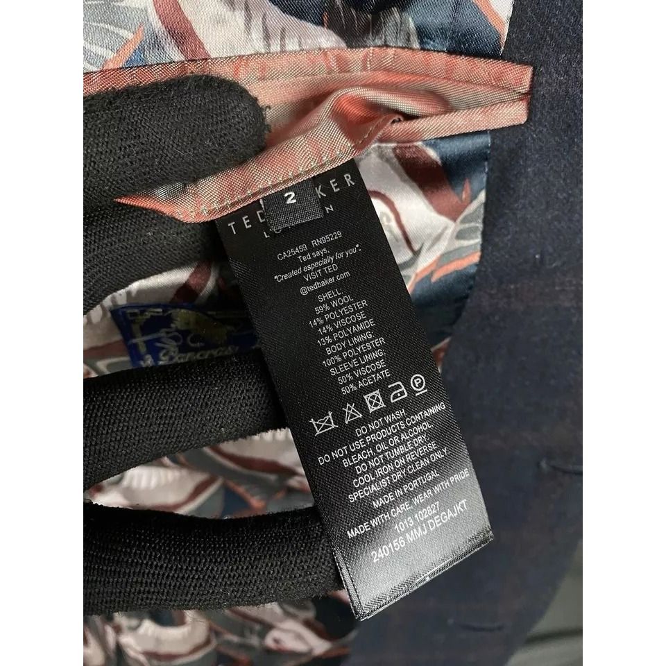 Ted Baker MINT! Ted Baker Men's Blue Wool Checked Blazer Sportcoat Jac Size 48R - 12 Thumbnail