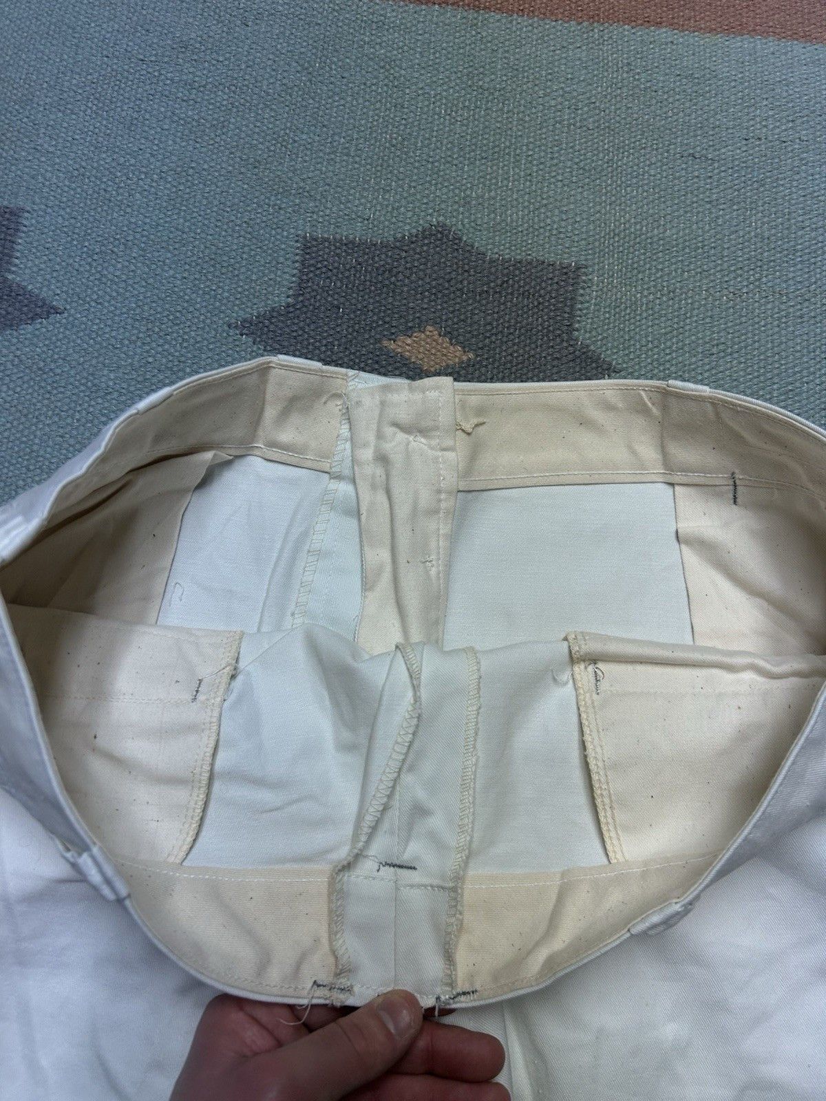 Vintage Vtg 40s cotton chino work pants milkman button fly NOS 37x31 Size US 37 - 11 Thumbnail