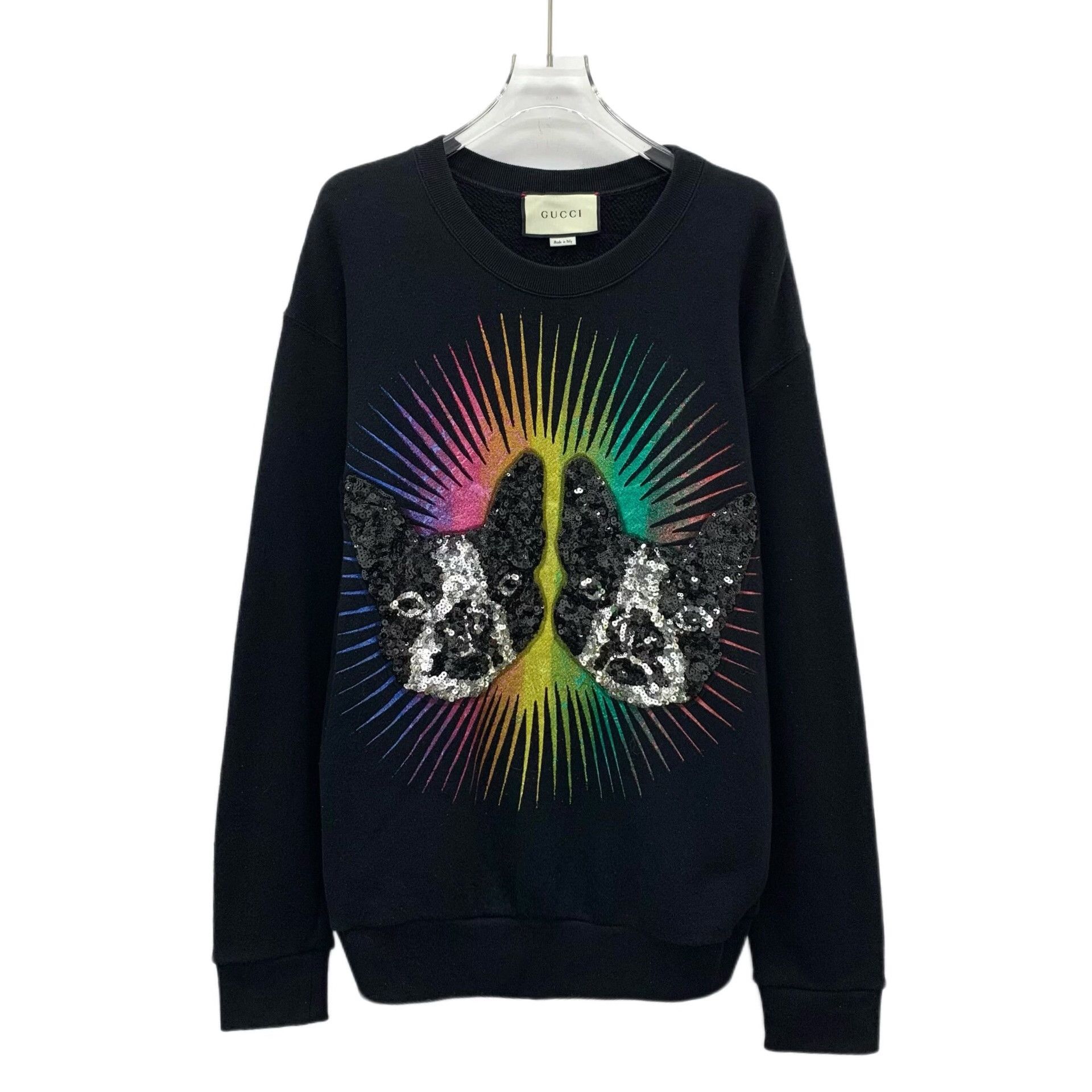 Gucci Gucci Black Cat Sequin Cotton Sweatshirt Size S / US 4 / IT 40 - 1 Thumbnail