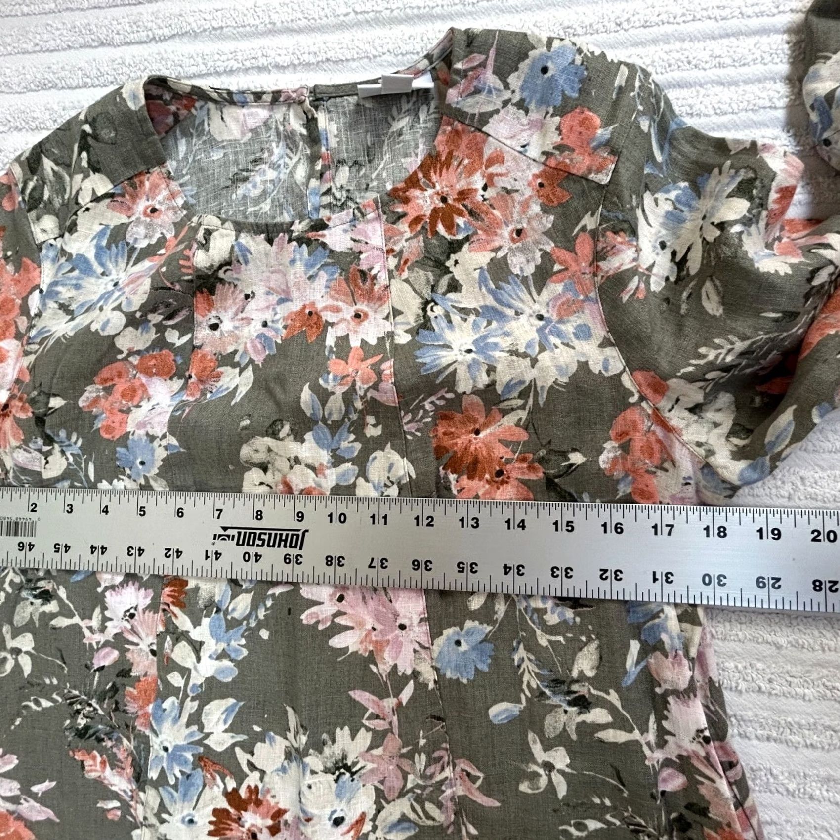 J. Jill J.Jill Love Linen Caraway Floral Dress Small Petite Green 3/4 Sleeve A-Line Womens) Size S / US 4 / IT 40 - 7 Thumbnail