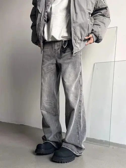 Jean High street Y2K washed smoky grey micro flare baggy jeans Size US 31 - 2 Thumbnail