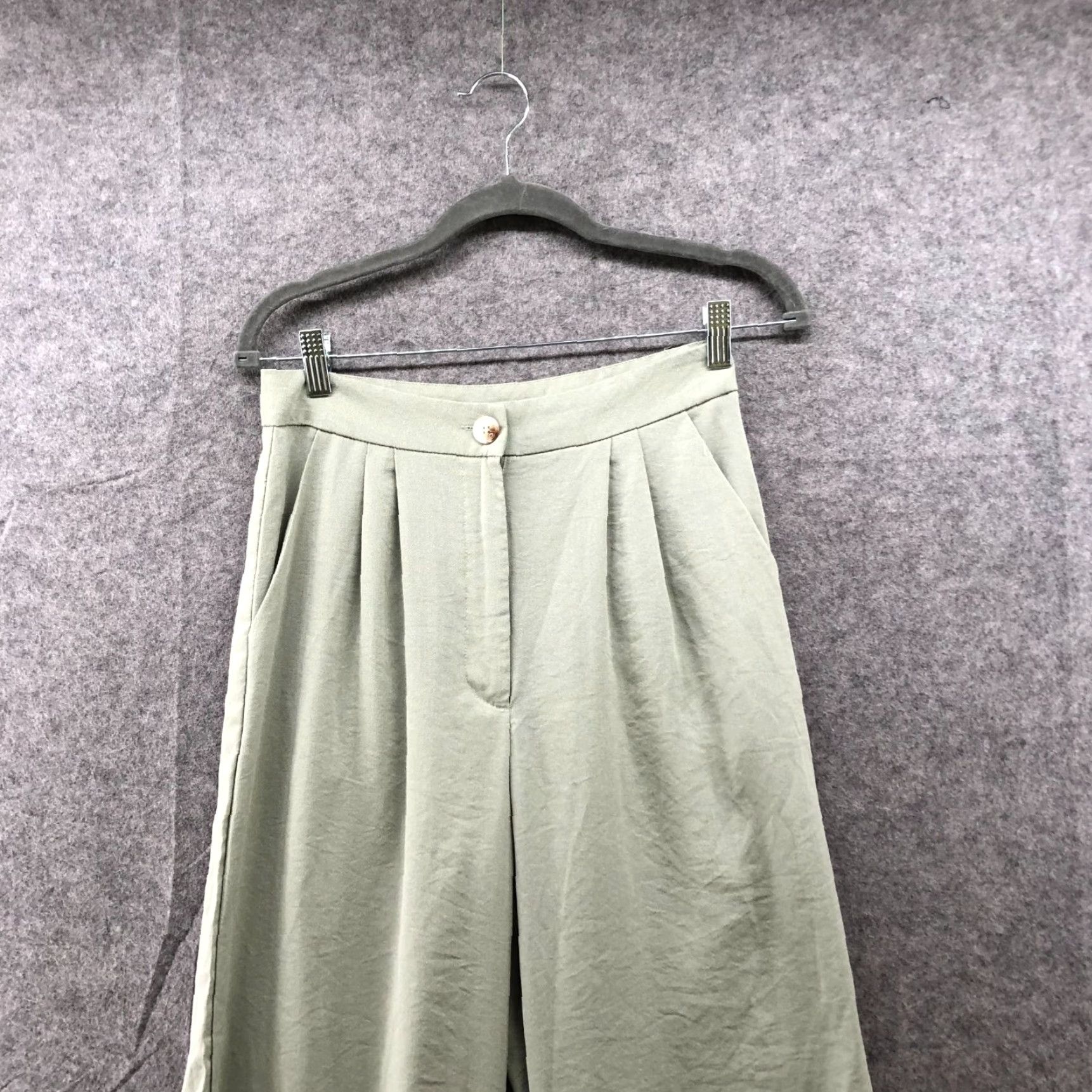 Nasty Gal Nasty Gal High Waisted Wide Leg Pants Women Sz 6 Pleated Front Lightweight Green Size 28" / US 6 / IT 42 - 3 Thumbnail