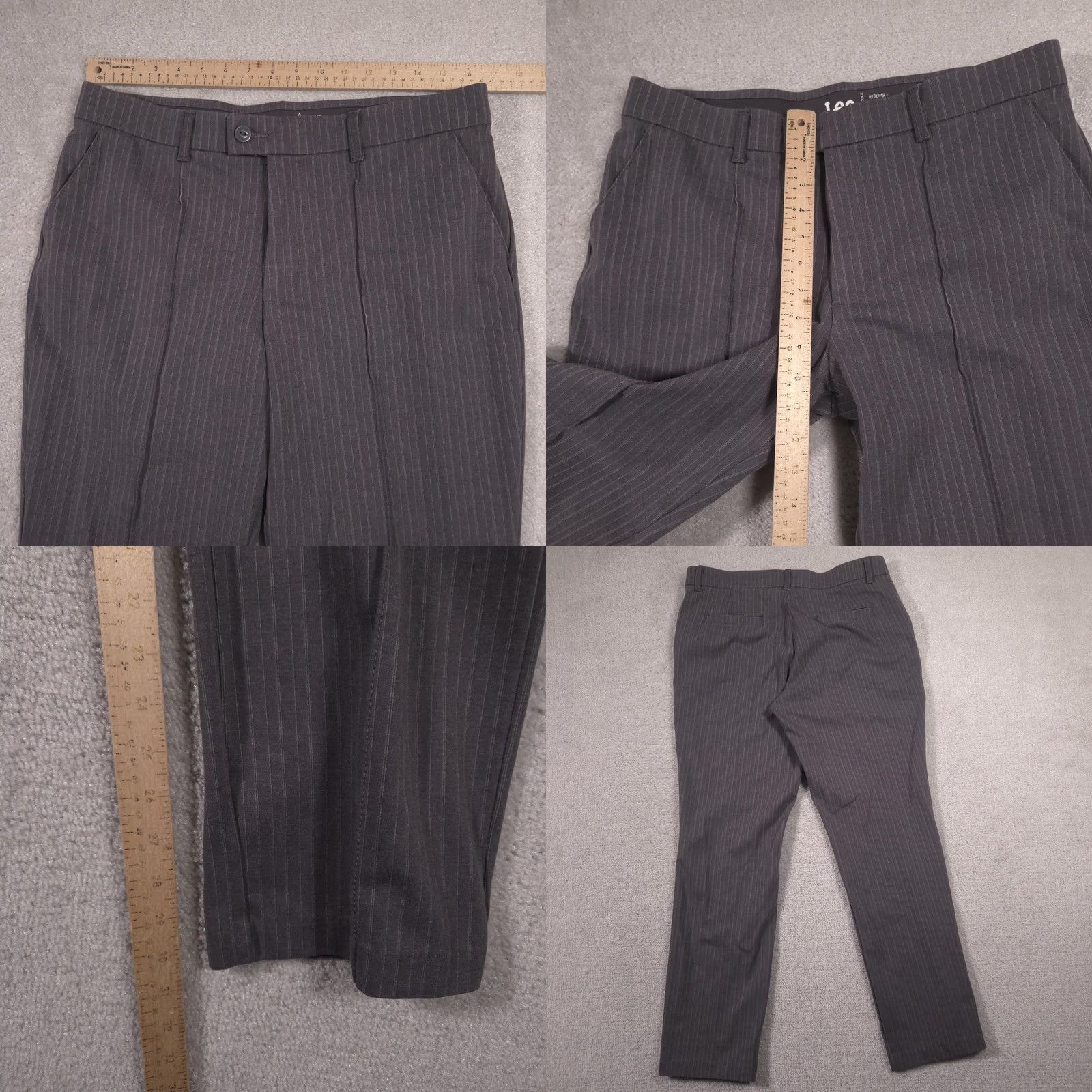 Lee Lee Pants Womens 12M Gray Pinstripe Flat Front Stretch Dress Slacks Business Size 34" / US 12 / IT 48 - 8 Thumbnail