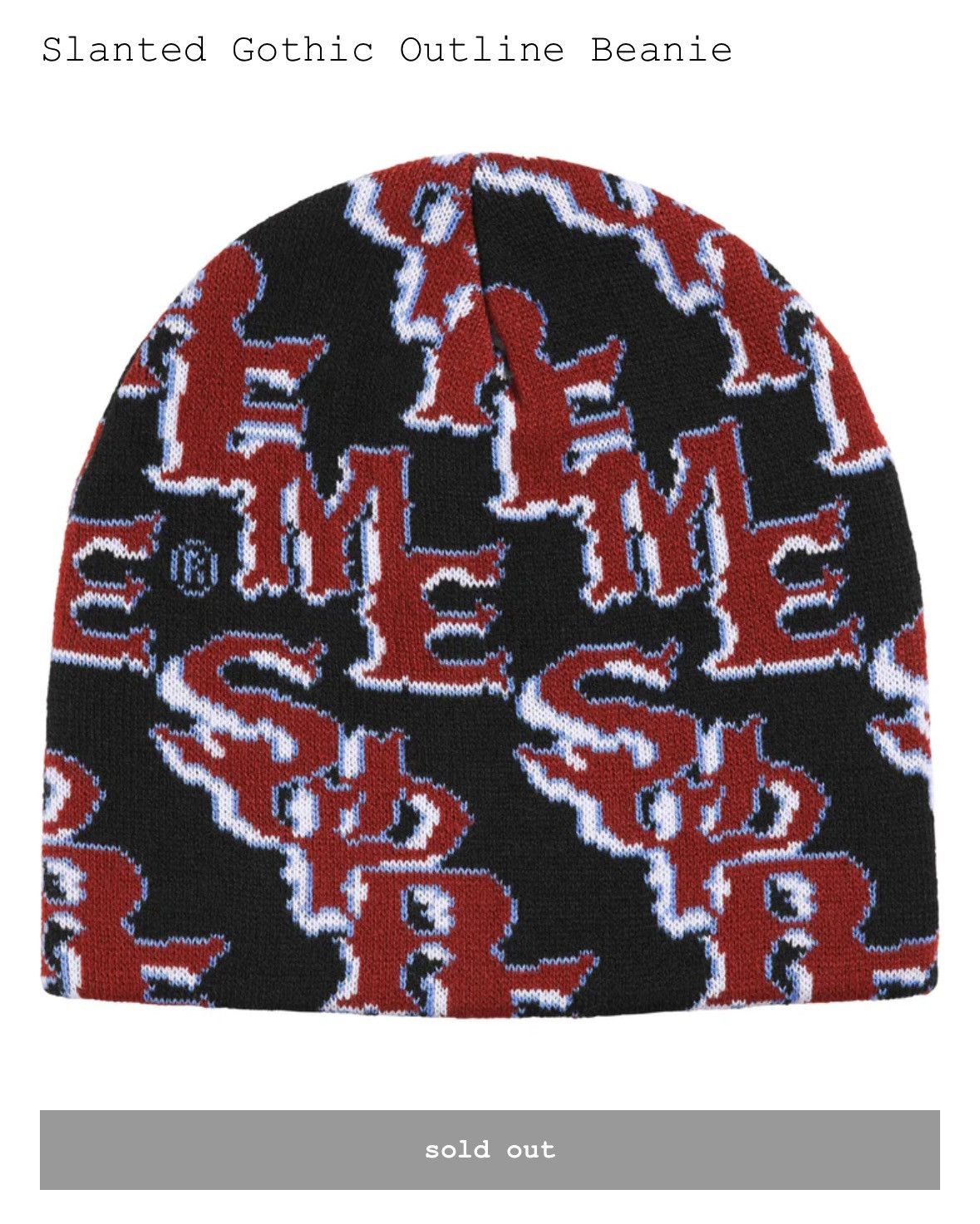 Supreme Supreme SS26 Slanted Gothic Outline Graphic Beanie CONFIRMED Size ONE SIZE - 1 Thumbnail