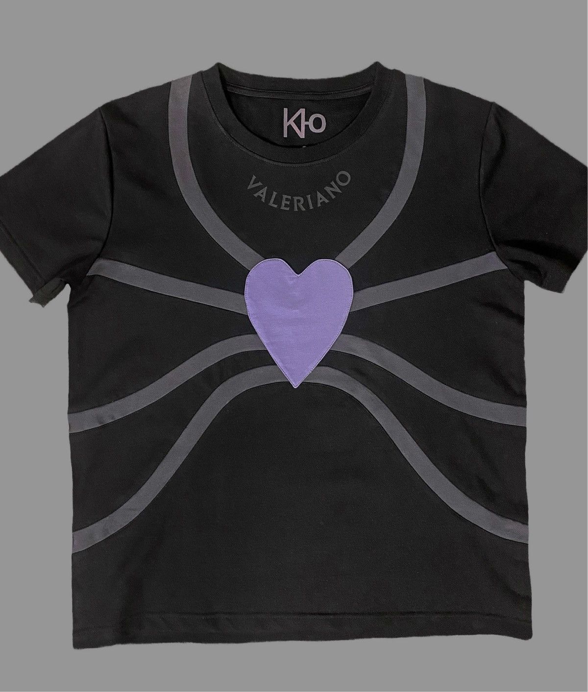 Designer Purple Heart Grey Veins Appliqué Layered T-Shirt Size US M / EU 48-50 / 2 - 1 Thumbnail