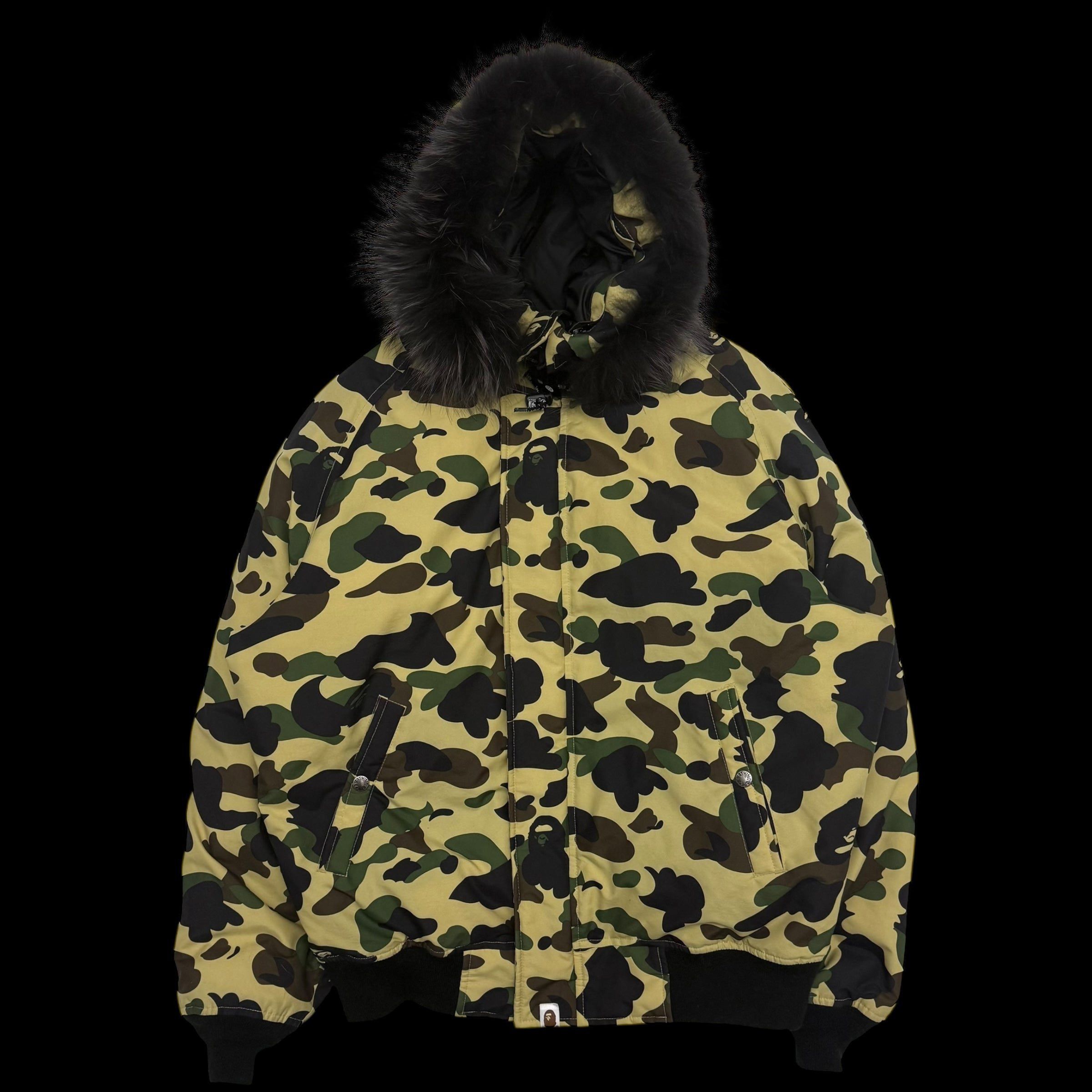 Bape (A Bathing Ape) 1st Camo N-2B Fur-Lined Down Jacket (Si
