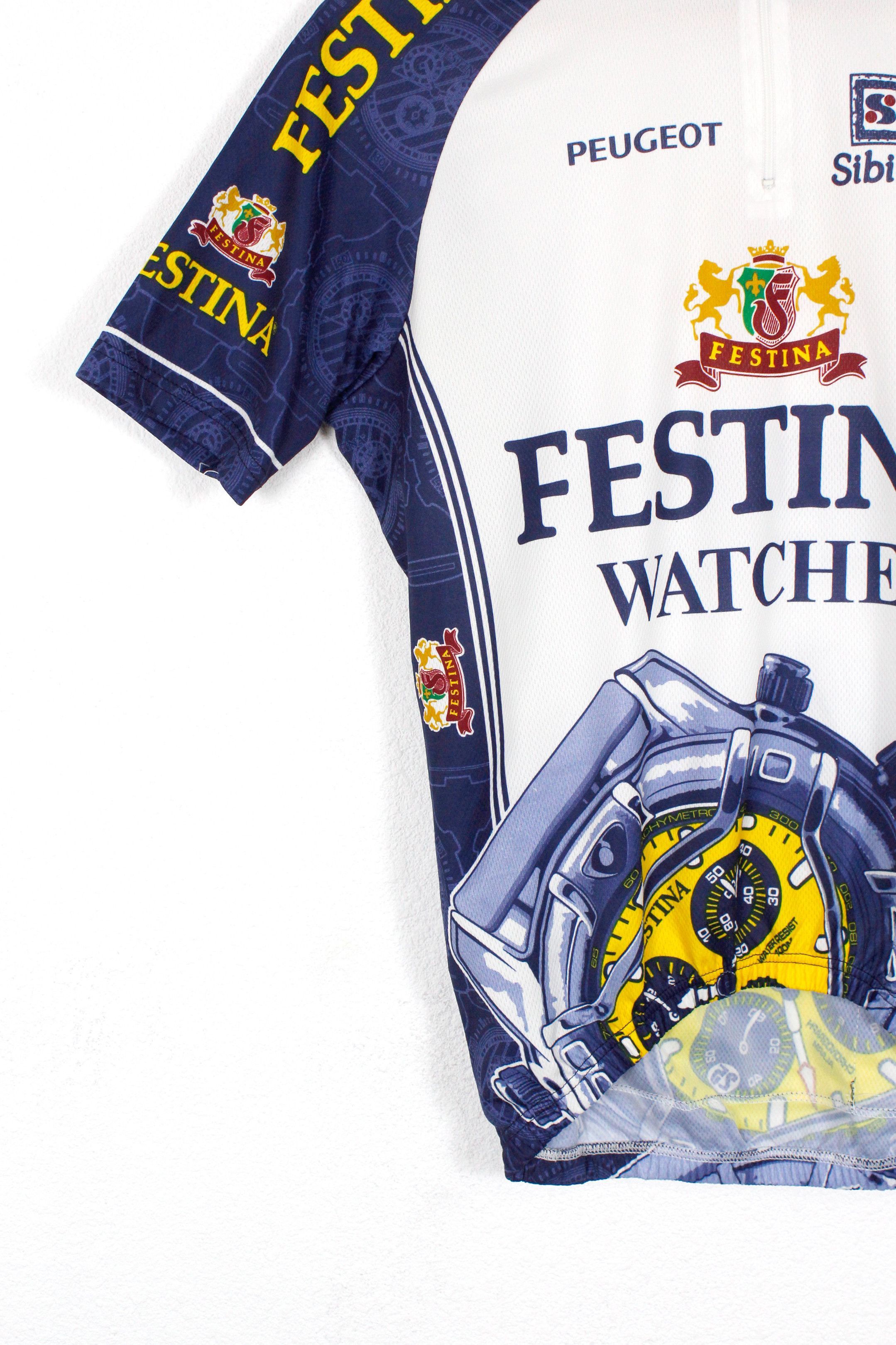 Vintage Vintage Festina Watches Peugeot Cycle Jersey Tshirt Tee Size US L / EU 52-54 / 3 - 3 Thumbnail