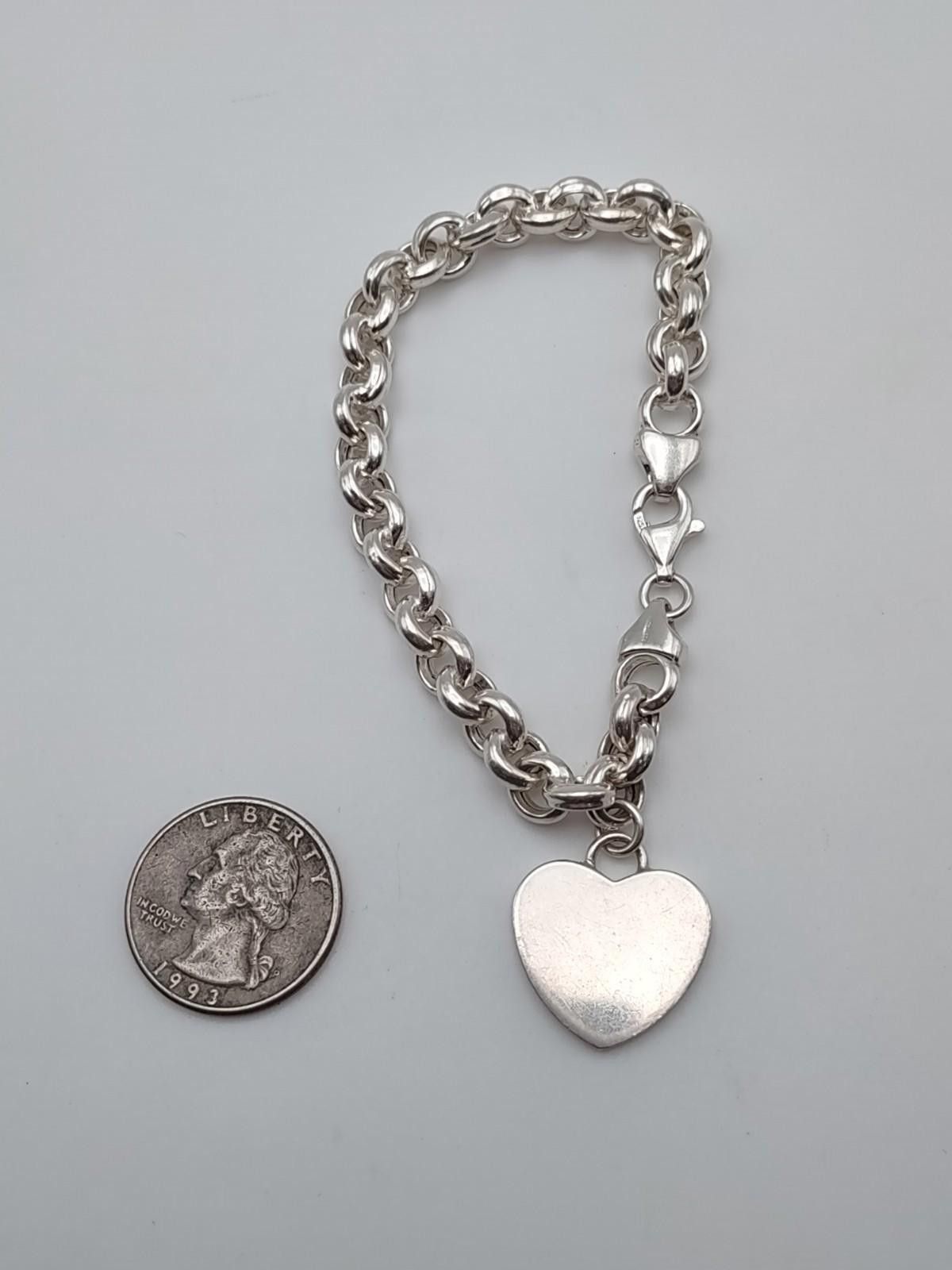Other Italian Sterling Silver 925 Heart Charm Bracelet 20.1g Size ONE SIZE - 2 Thumbnail